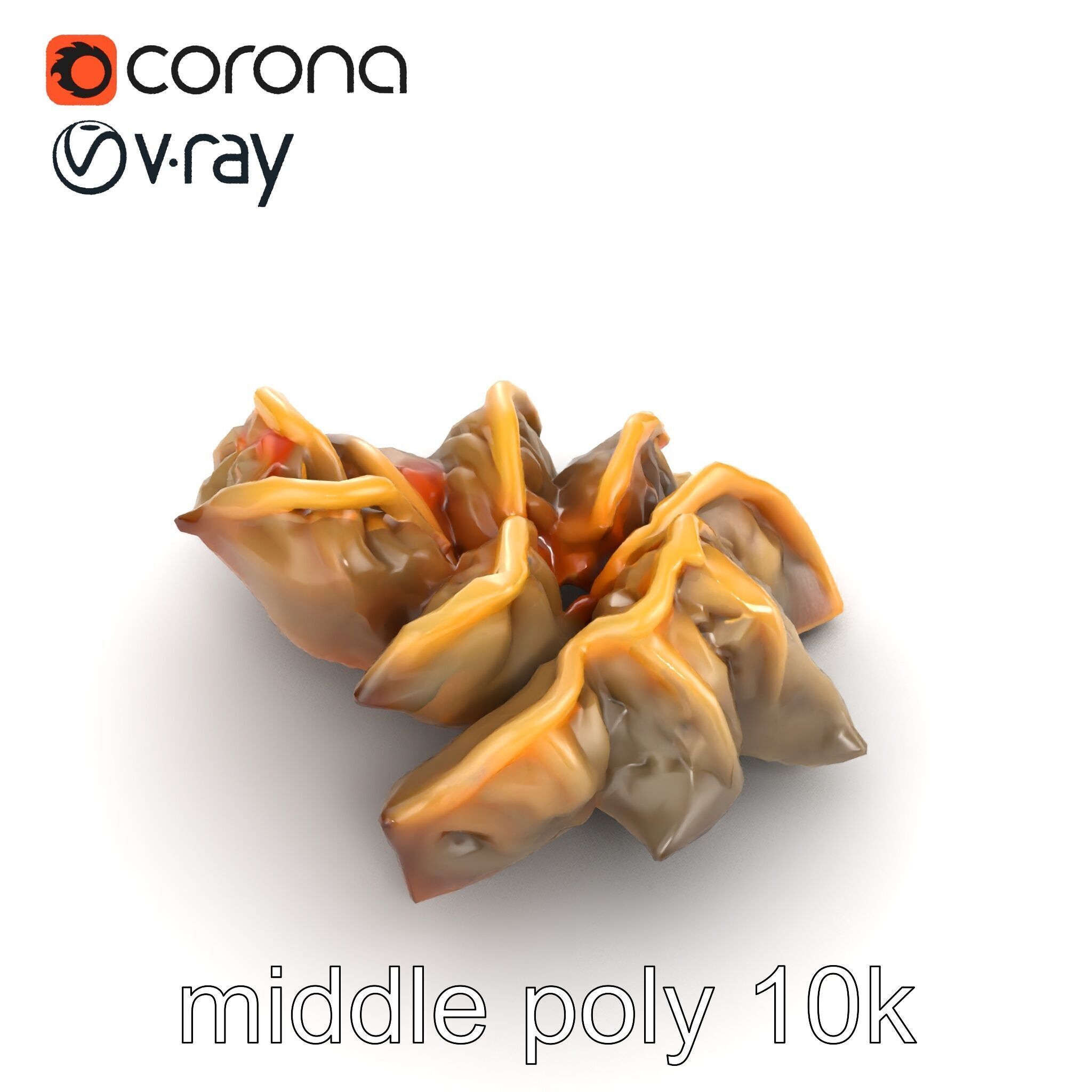 Korean Dumplings Plate Realistic Texture Model Pack Low-poly 3D model_28