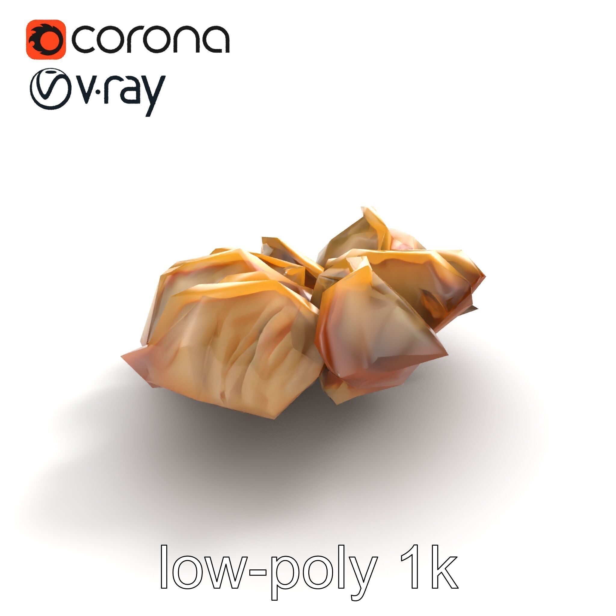 Korean Dumplings Plate Realistic Texture Model Pack Low-poly 3D model_8