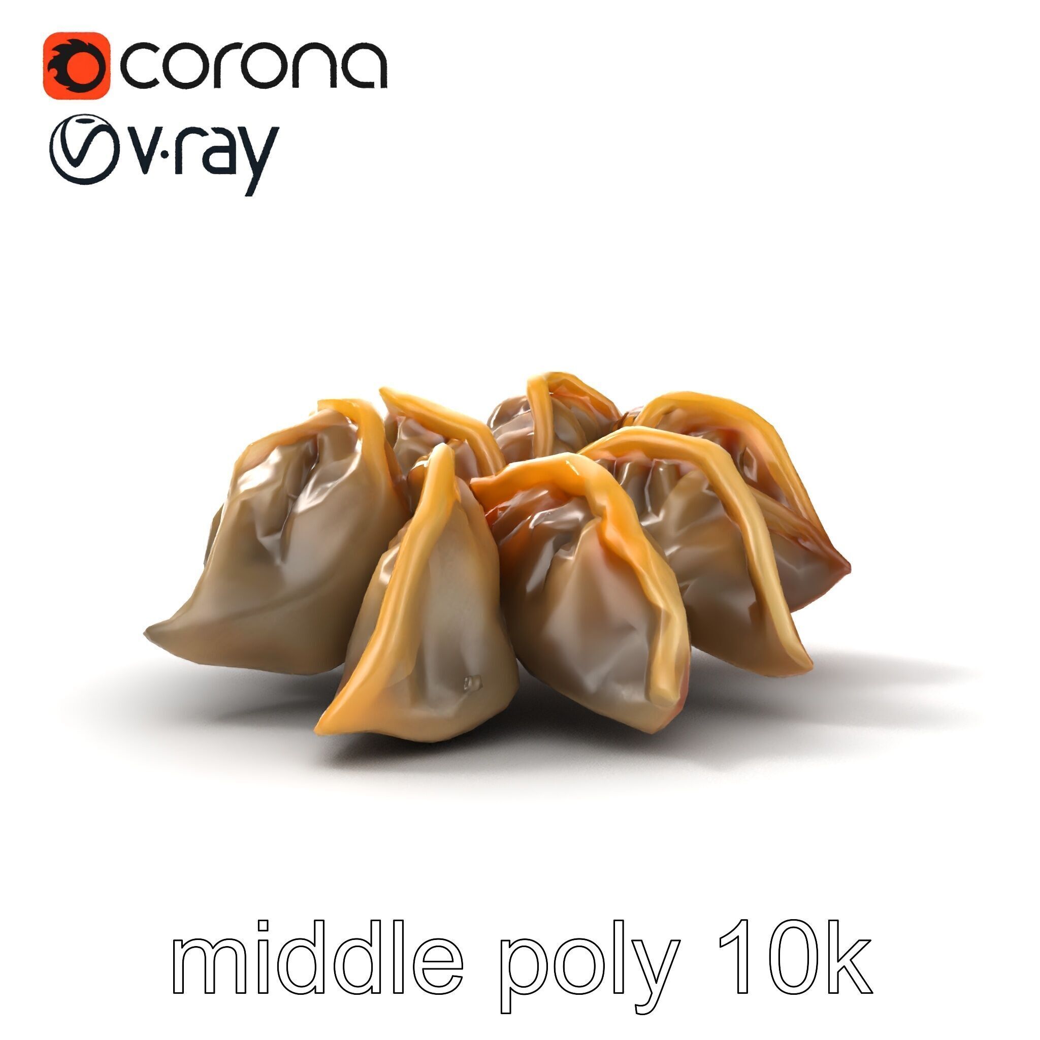 Korean Dumplings Plate Realistic Texture Model Pack Low-poly 3D model_24