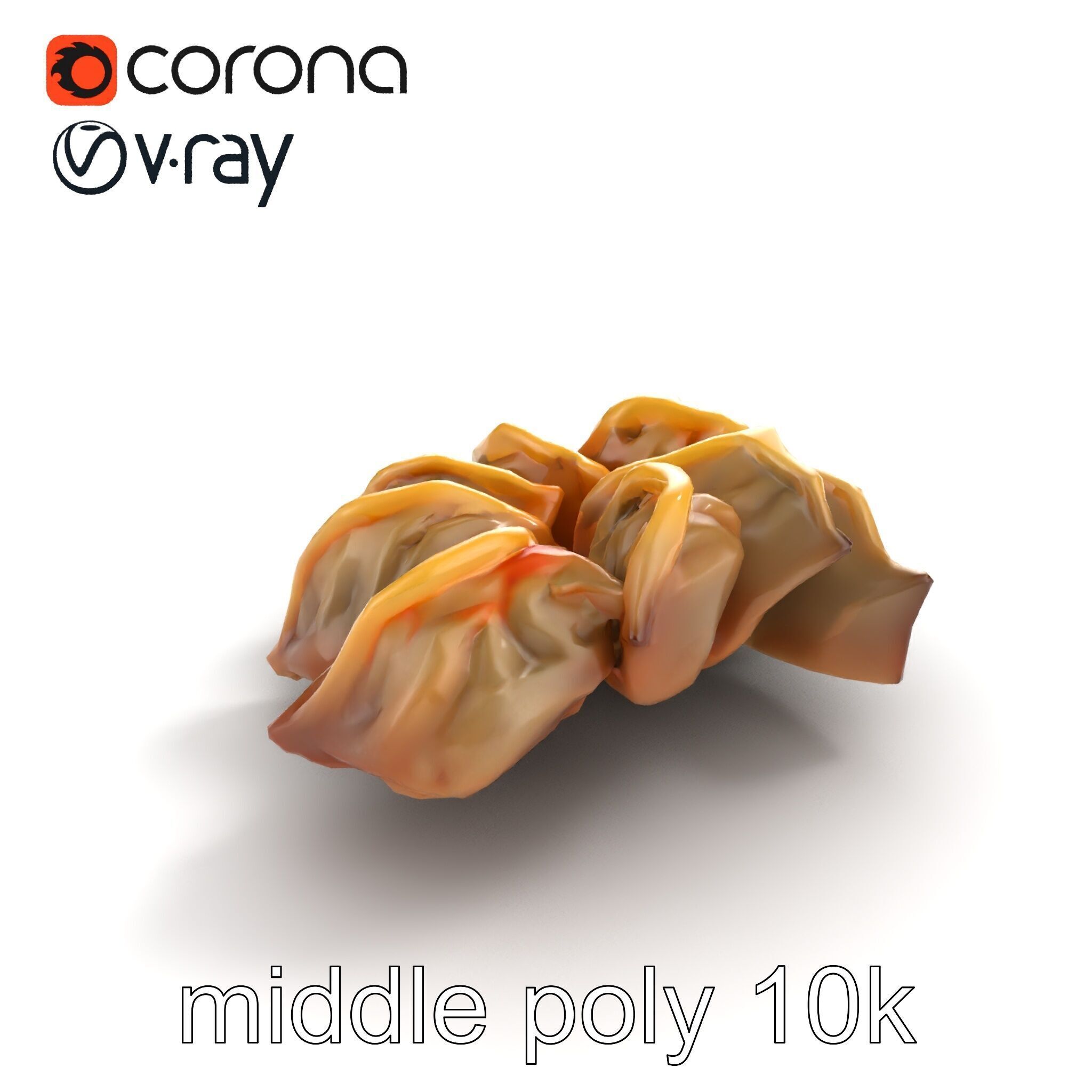 Korean Dumplings Plate Realistic Texture Model Pack Low-poly 3D model_7