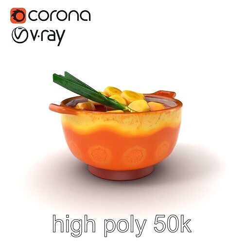 Korean Tteokbokki Pot with Sauce and Rice Cakes model pack Low-poly 3D model 3
