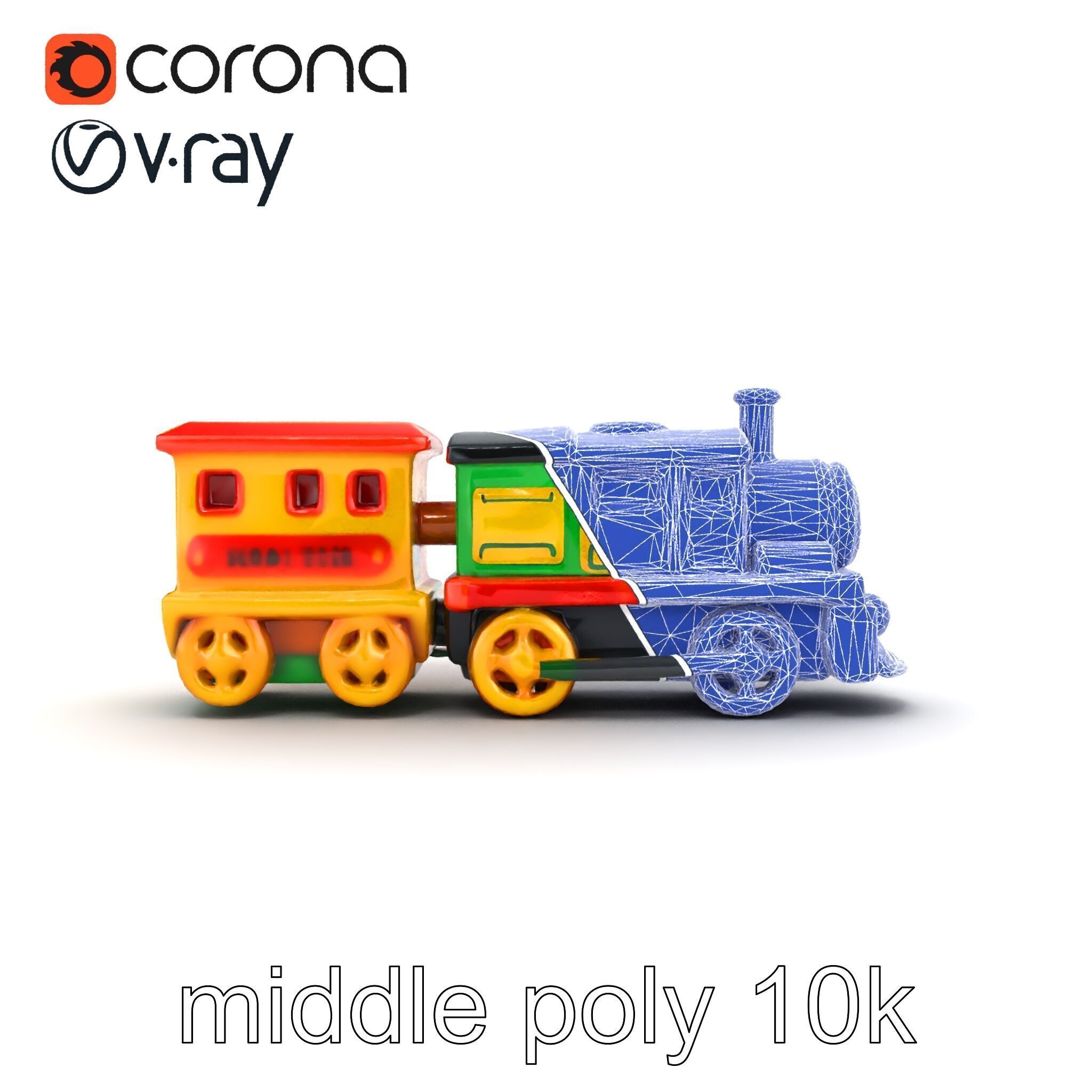 Cartoon Train Set Model Pack with Movable Parts Low-poly 3D model_21