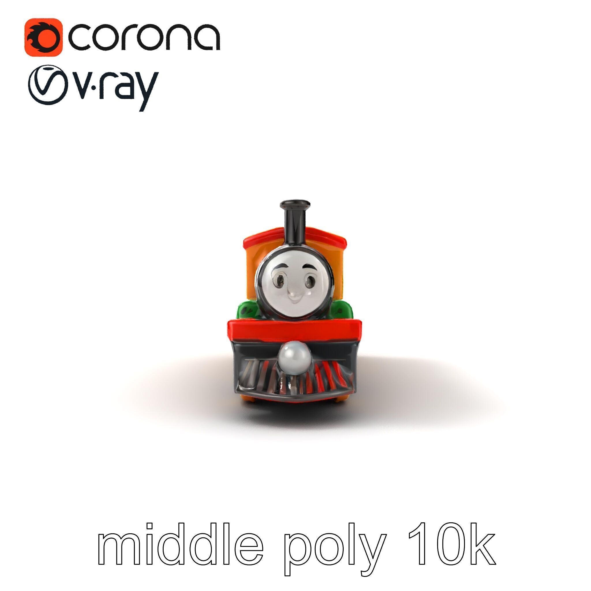 Cartoon Train Set Model Pack with Movable Parts Low-poly 3D model_11