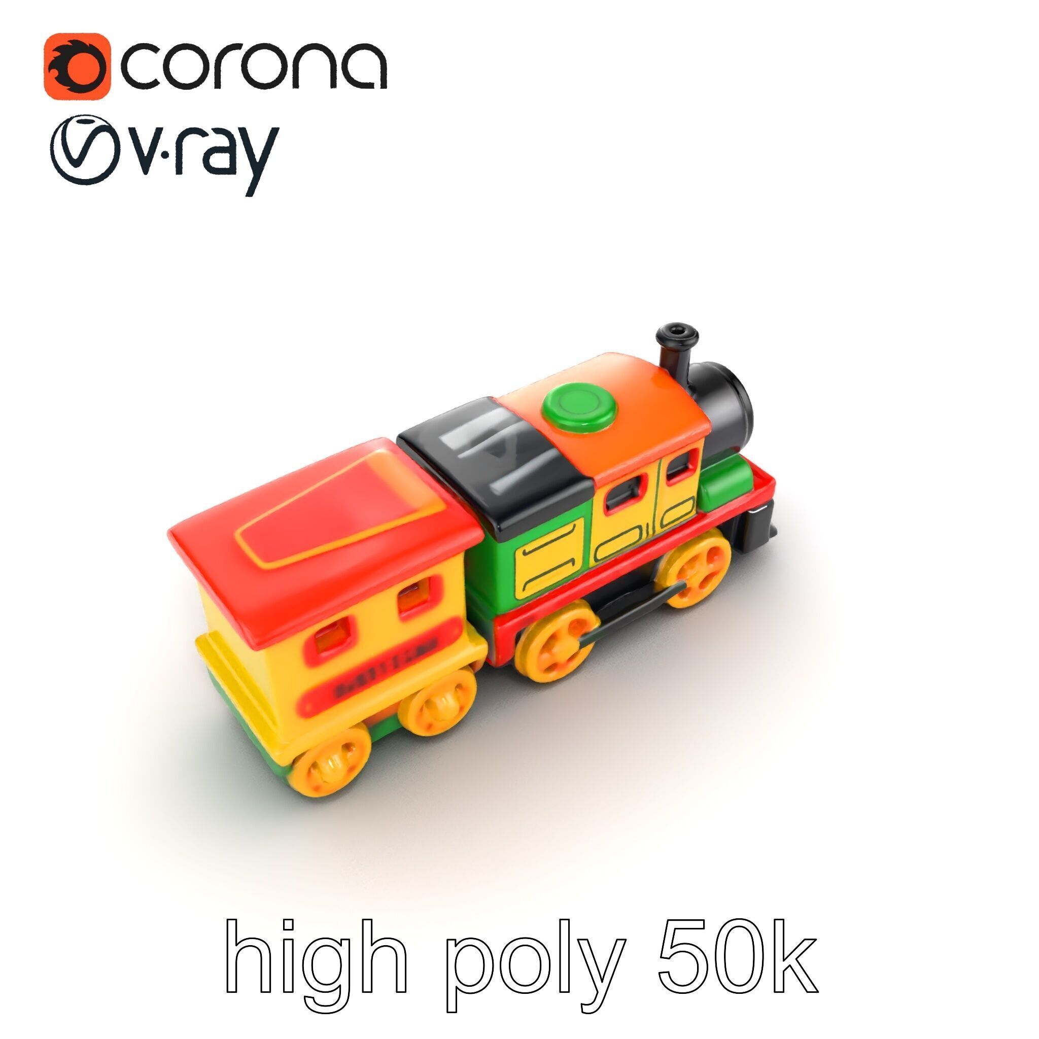 Cartoon Train Set Model Pack with Movable Parts Low-poly 3D model_14