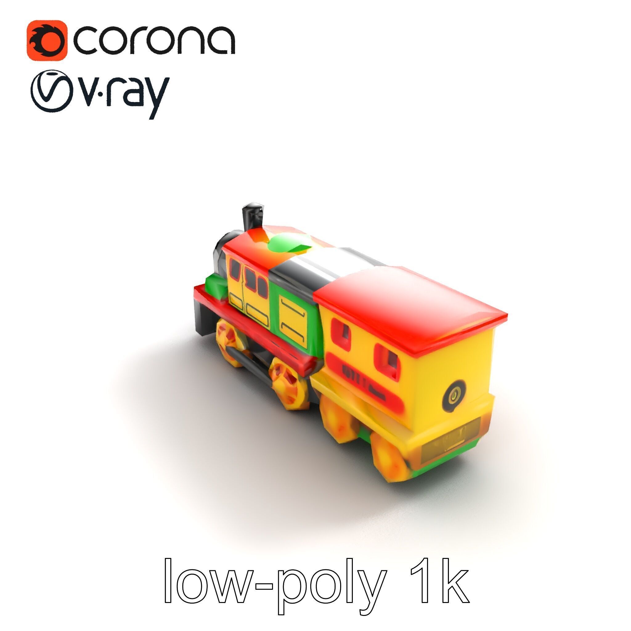 Cartoon Train Set Model Pack with Movable Parts Low-poly 3D model_9