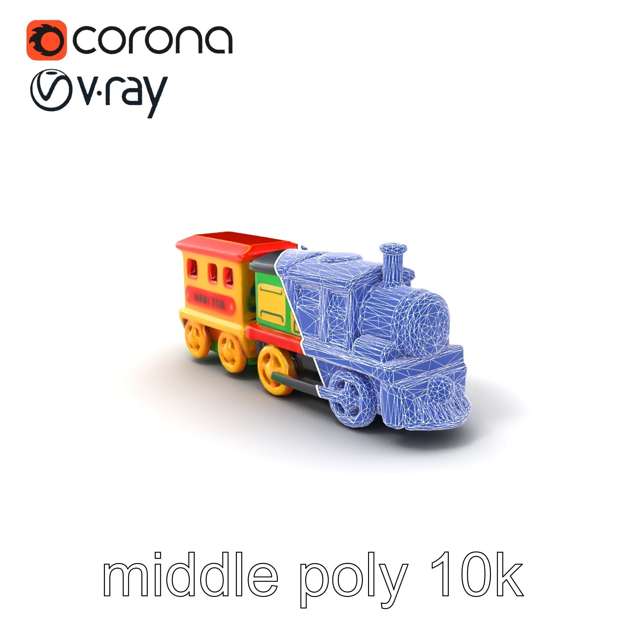 Cartoon Train Set Model Pack with Movable Parts Low-poly 3D model_6