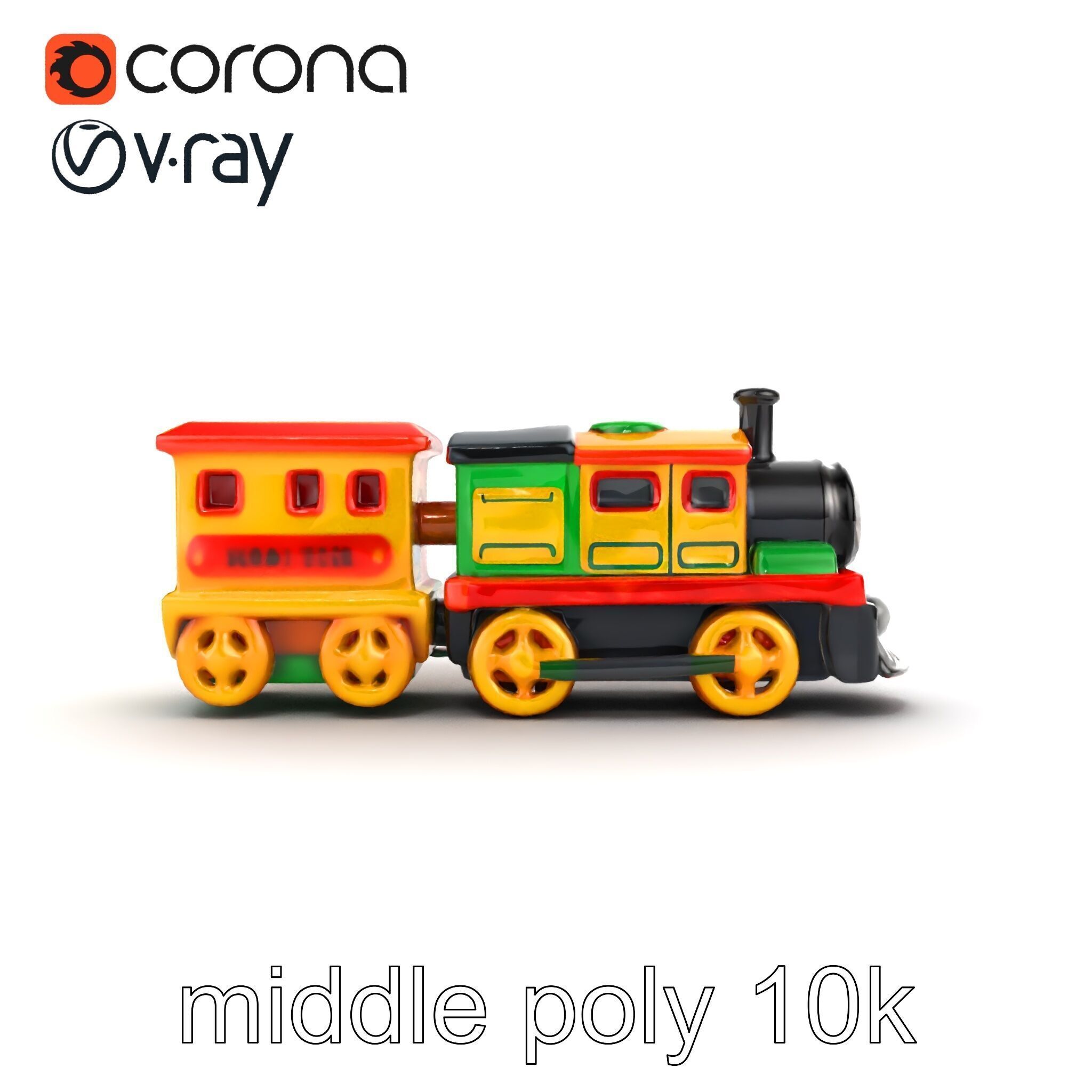 Cartoon Train Set Model Pack with Movable Parts Low-poly 3D model_28