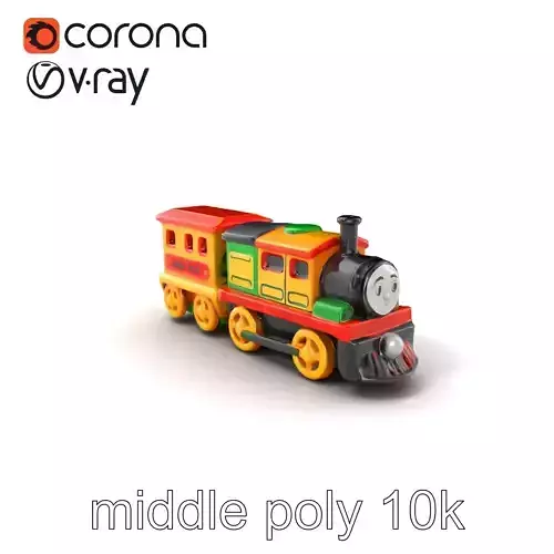Cartoon Train Set Model Pack with Movable Parts Low-poly 3D model