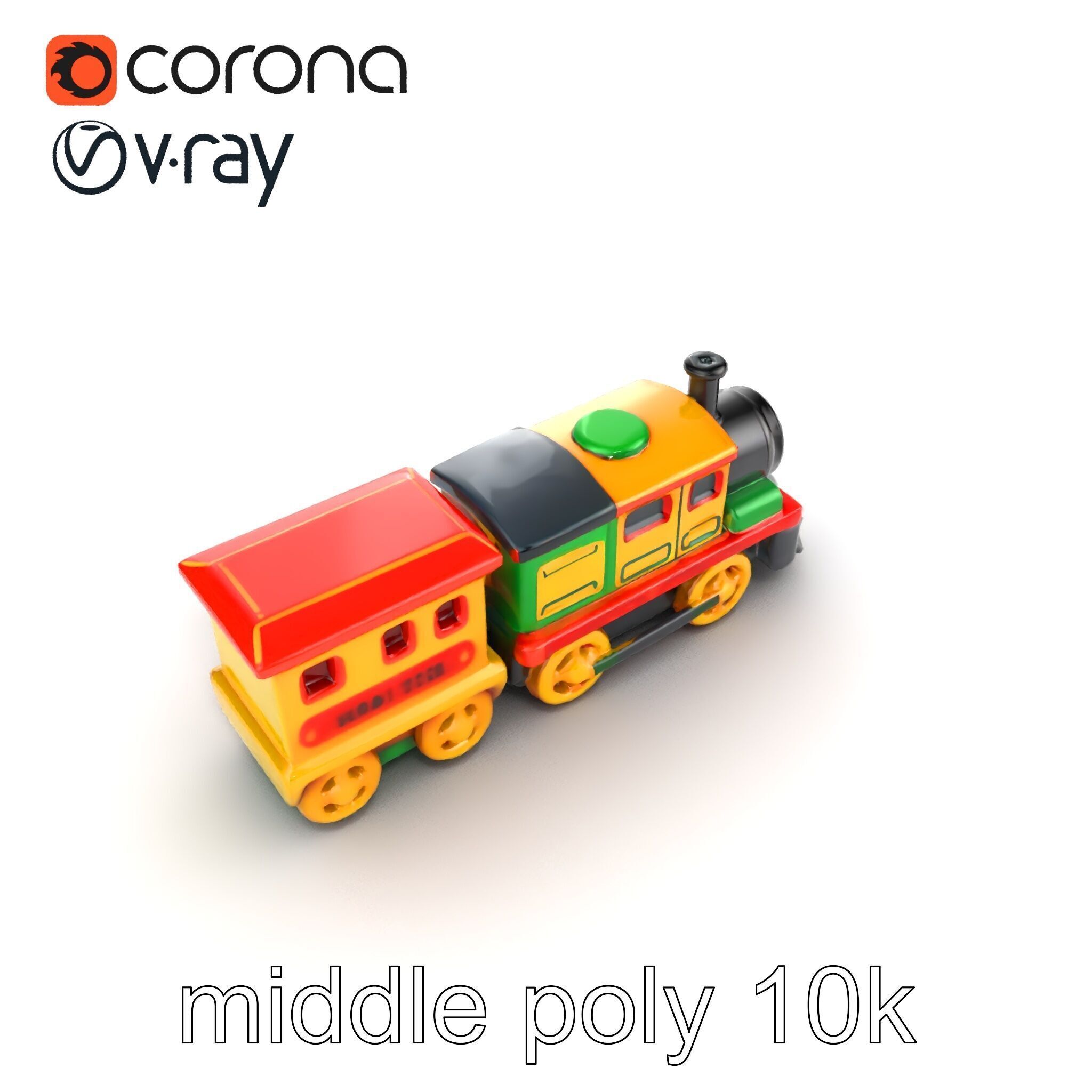 Cartoon Train Set Model Pack with Movable Parts Low-poly 3D model_25