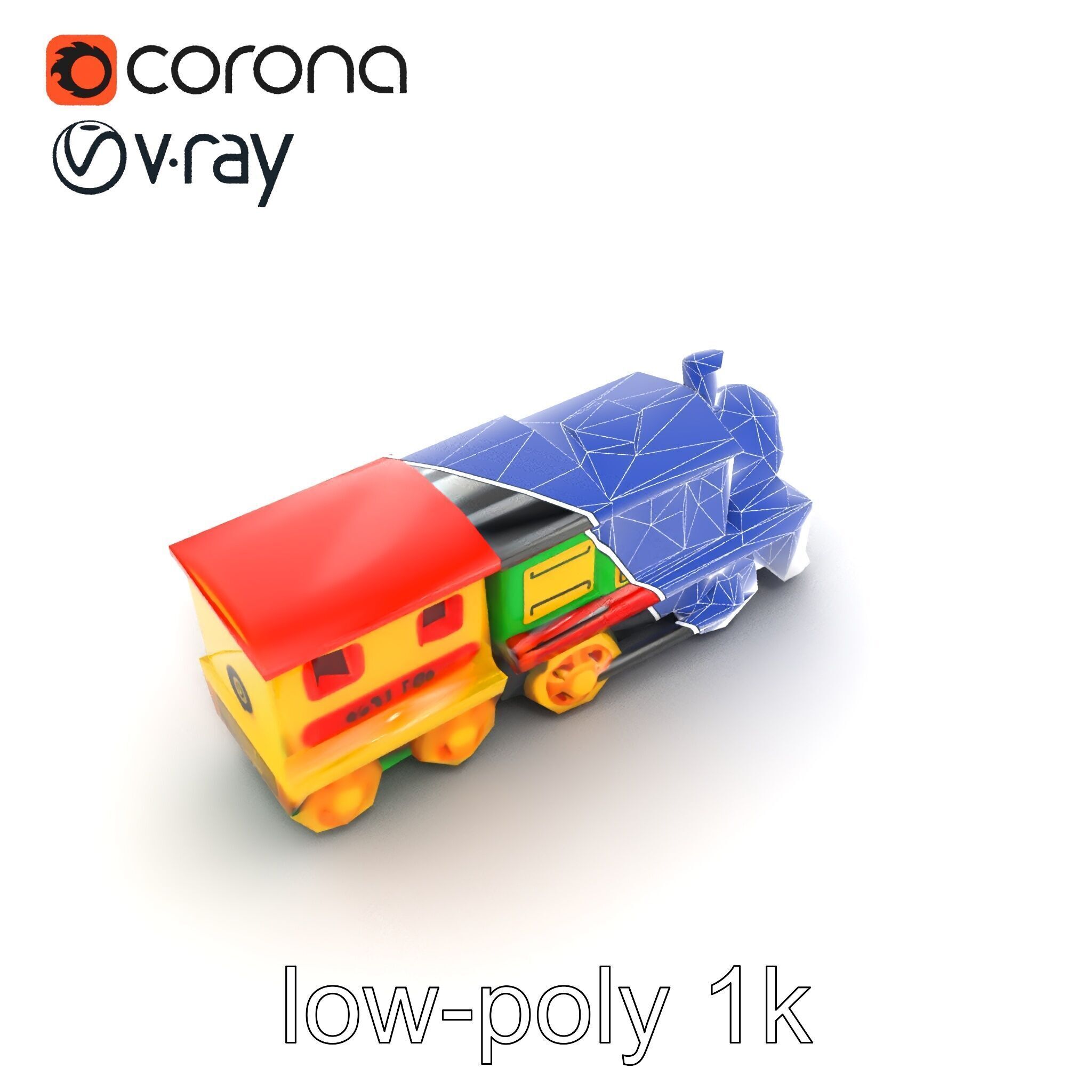 Cartoon Train Set Model Pack with Movable Parts Low-poly 3D model_13