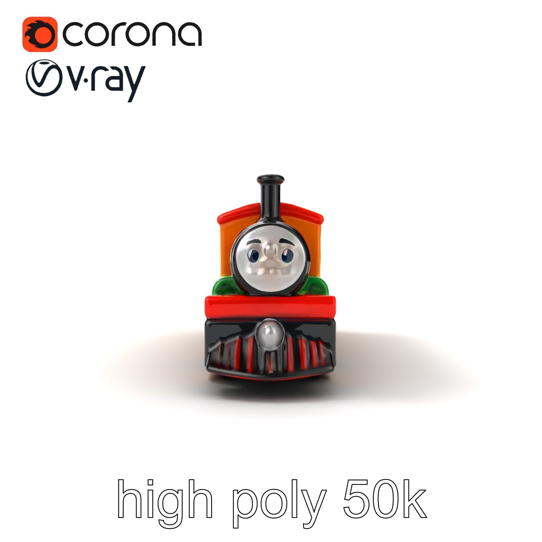 Cartoon Train Set Model Pack with Movable Parts Low-poly 3D model_22