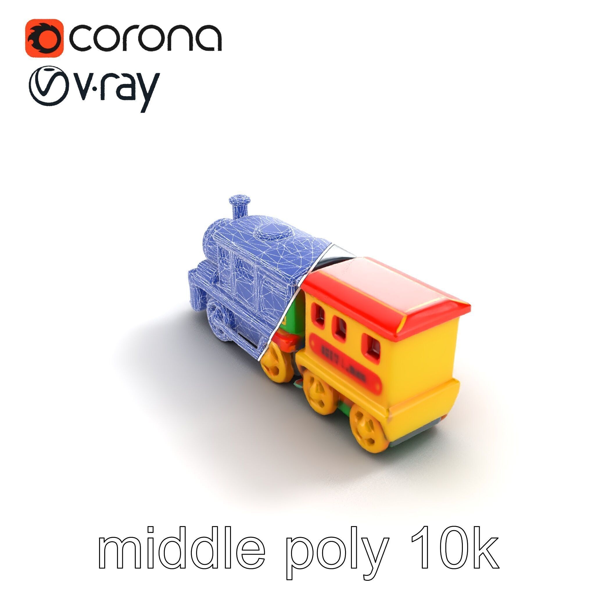 Cartoon Train Set Model Pack with Movable Parts Low-poly 3D model_32