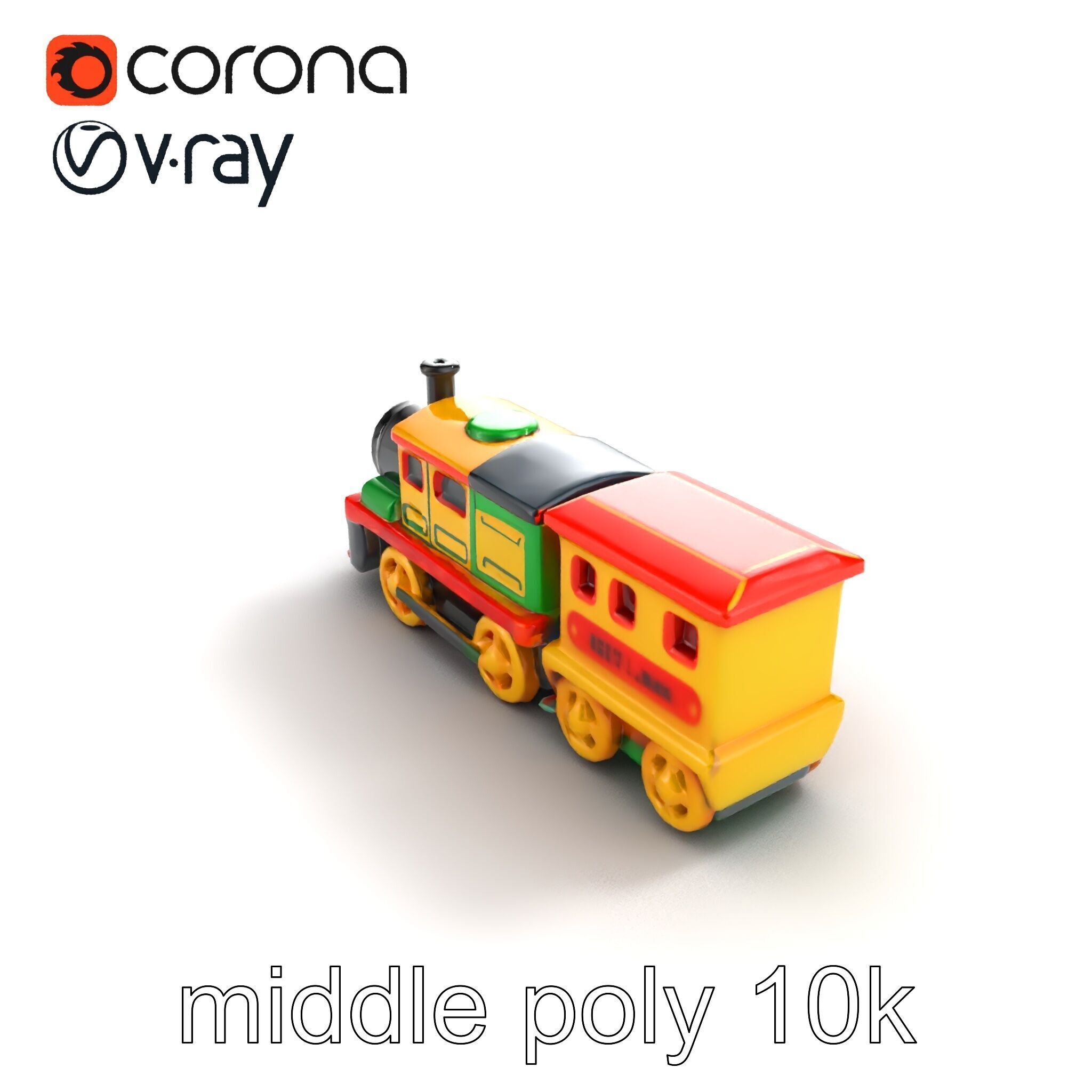 Cartoon Train Set Model Pack with Movable Parts Low-poly 3D model_8