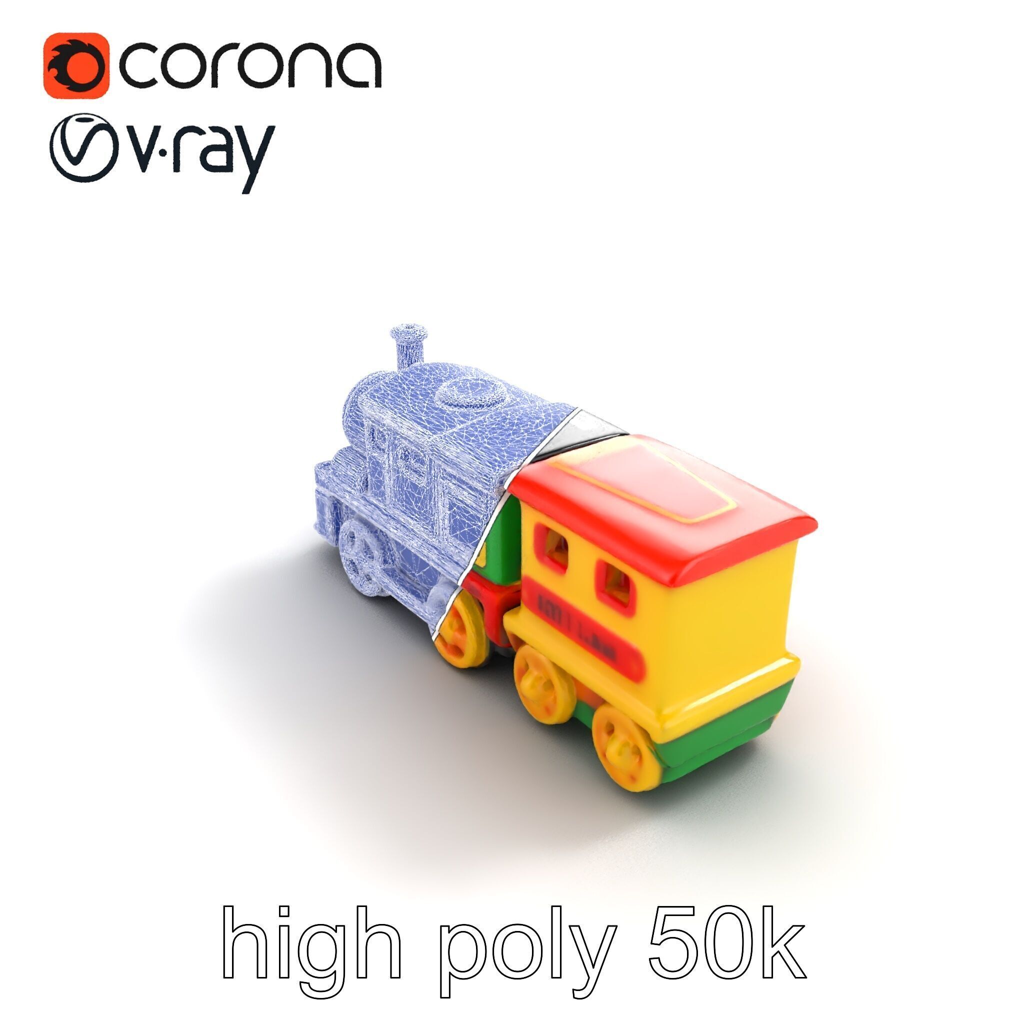 Cartoon Train Set Model Pack with Movable Parts Low-poly 3D model_12