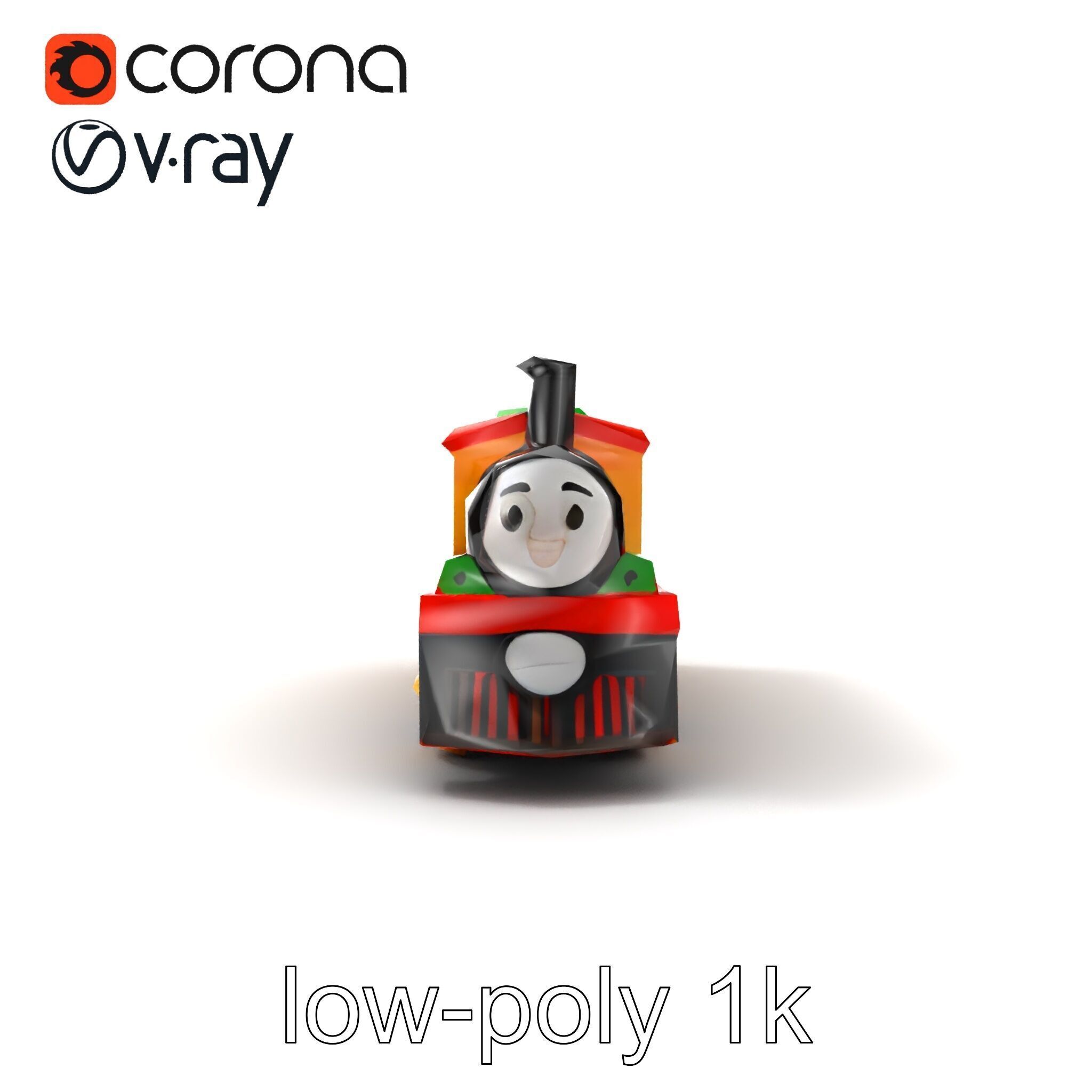 Cartoon Train Set Model Pack with Movable Parts Low-poly 3D model_18