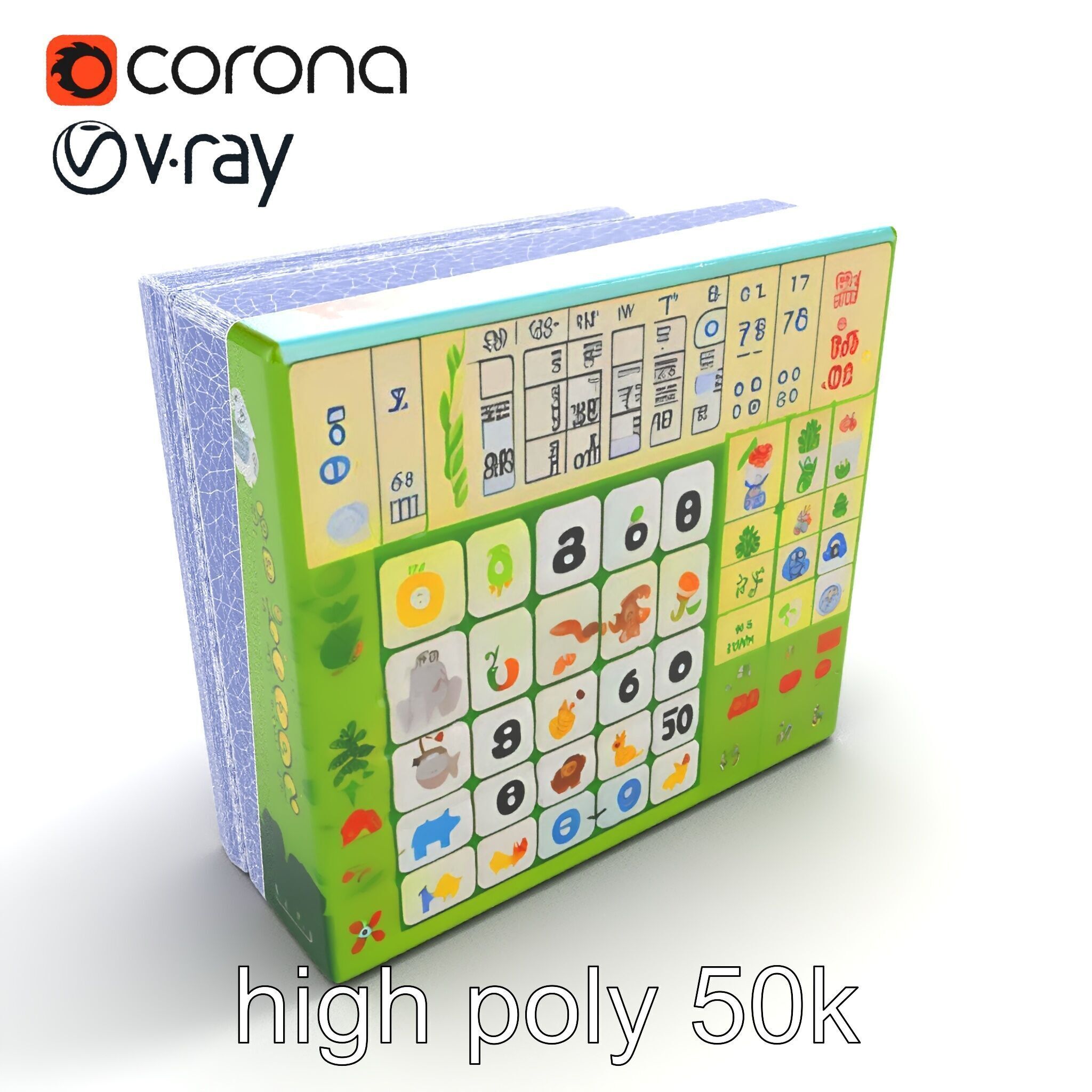 Safari Animal Bingo Game Model Pack Low-poly 3D model_32