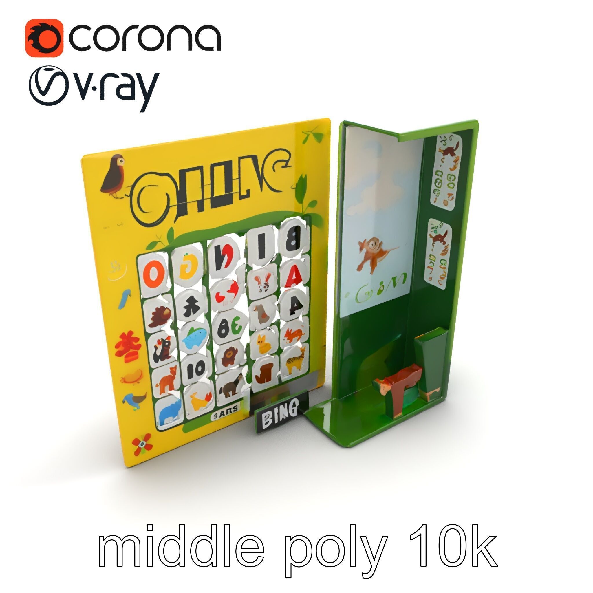 Safari Animal Bingo Game Model Pack Low-poly 3D model_8