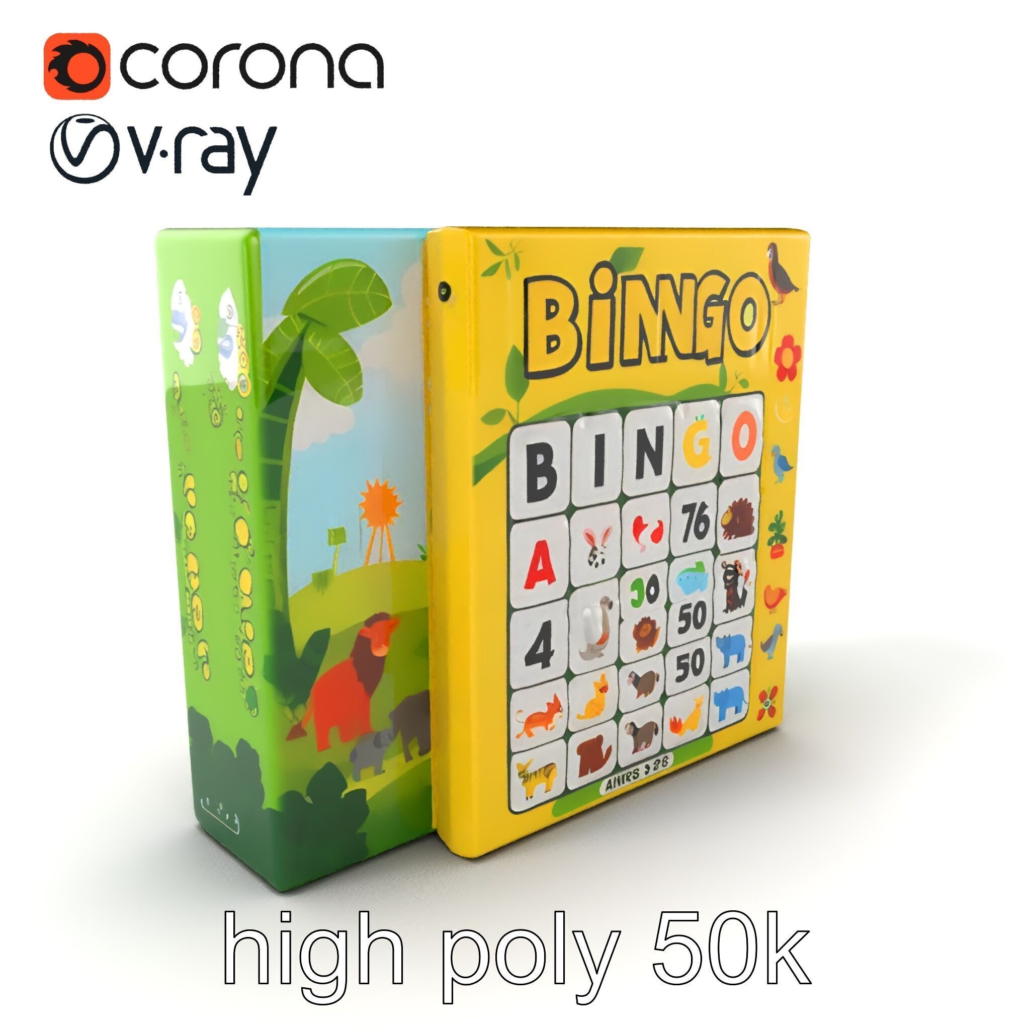 Safari Animal Bingo Game Model Pack Low-poly 3D model_2