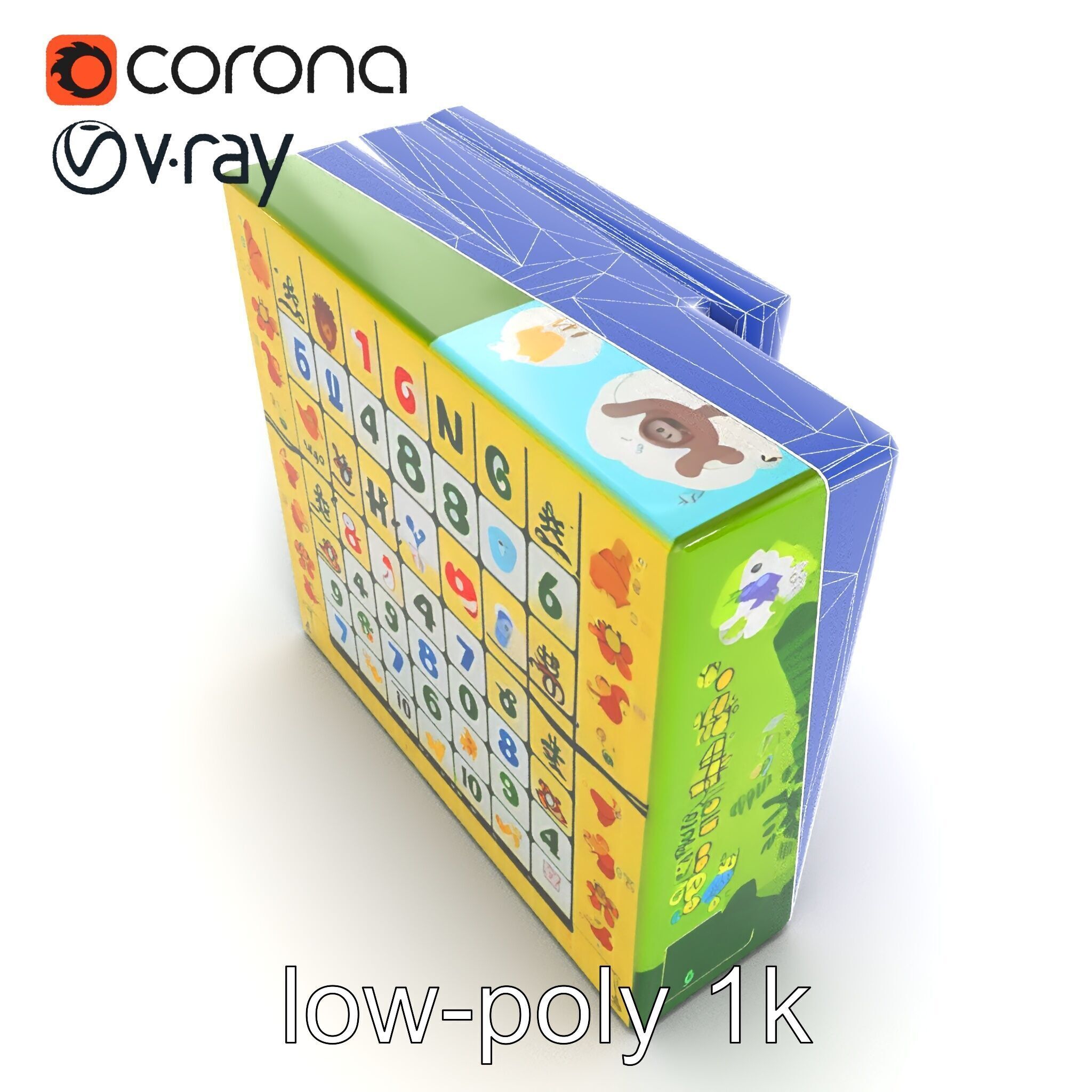 Safari Animal Bingo Game Model Pack Low-poly 3D model_14