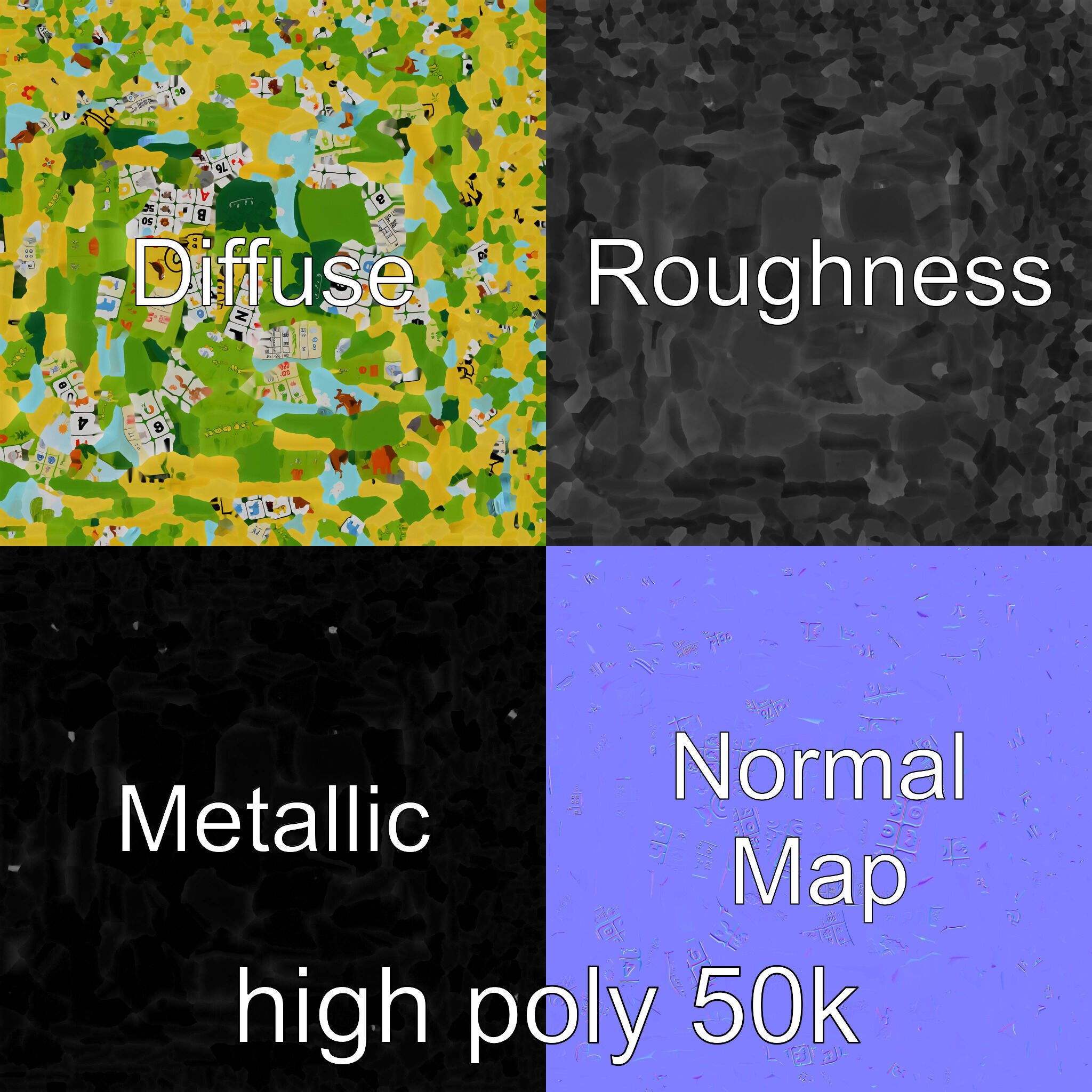 Safari Animal Bingo Game Model Pack Low-poly 3D model_3