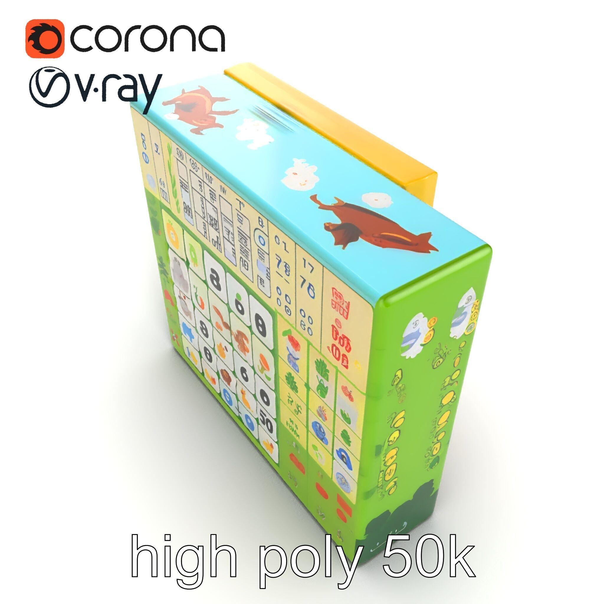 Safari Animal Bingo Game Model Pack Low-poly 3D model_26