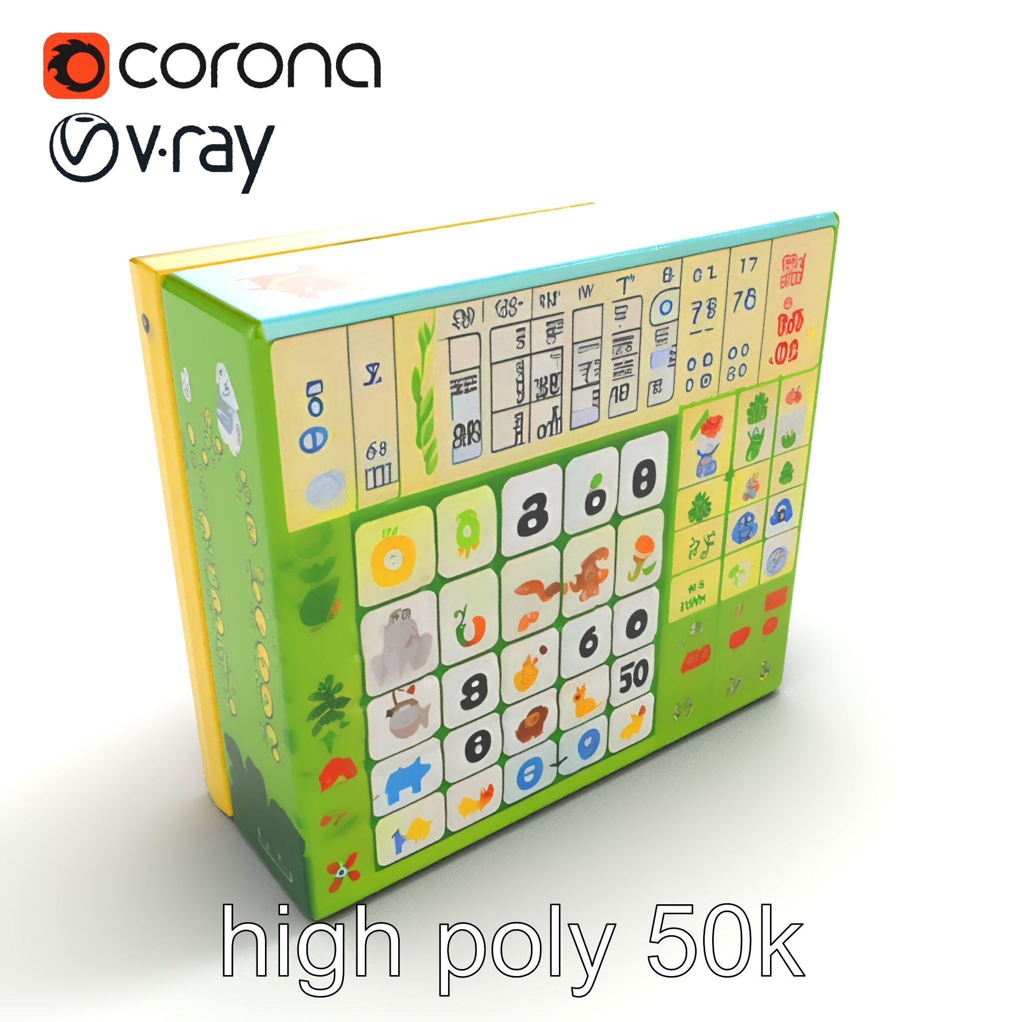 Safari Animal Bingo Game Model Pack Low-poly 3D model_12