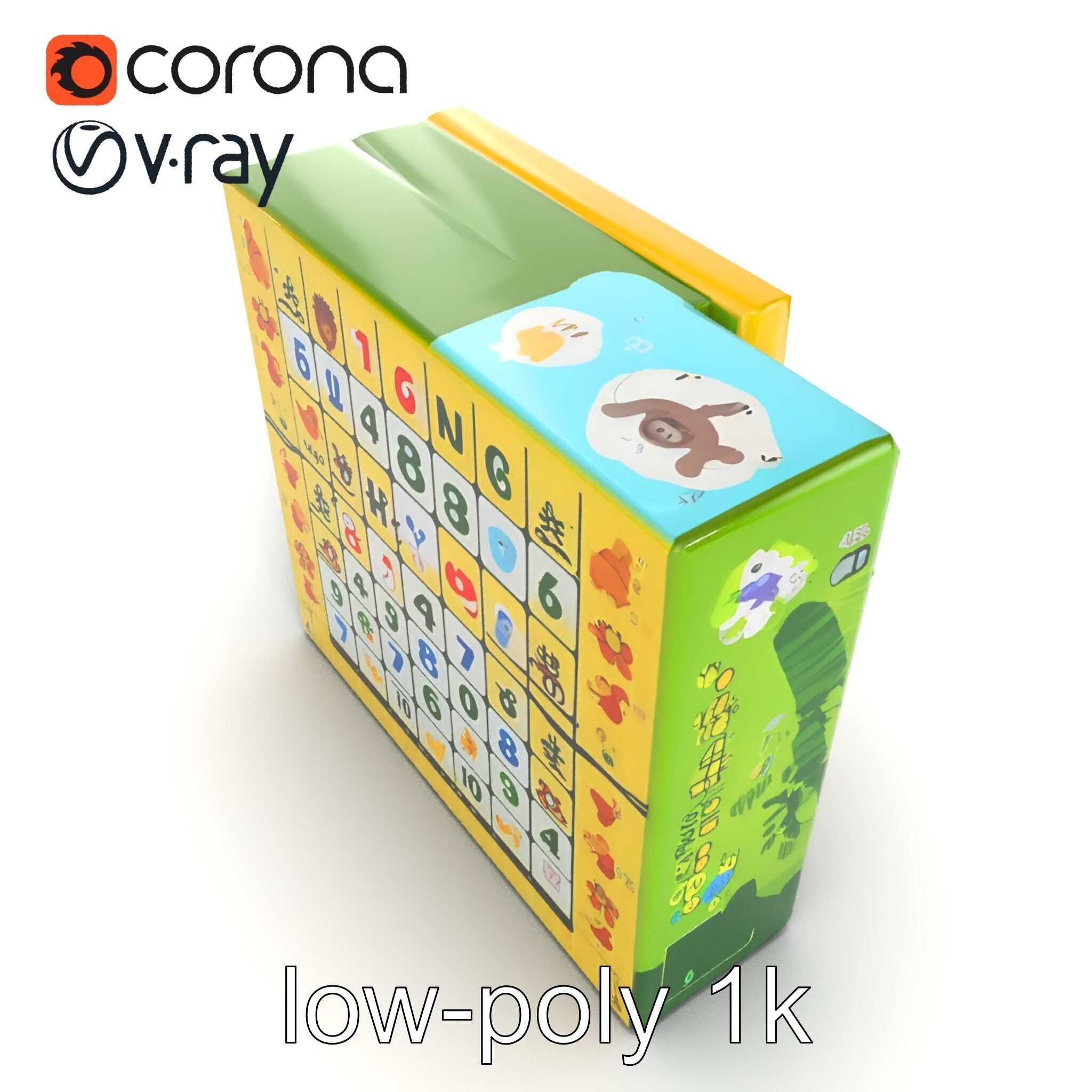 Safari Animal Bingo Game Model Pack Low-poly 3D model_23