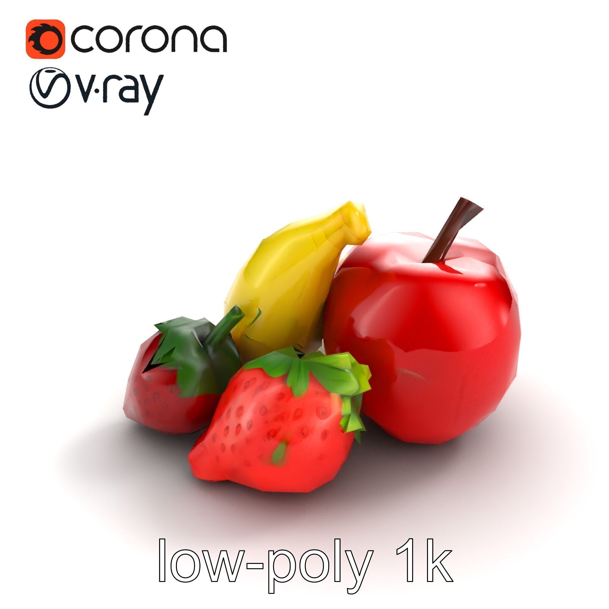 Fruit Shaped Plushie Toys Model Pack Low-poly 3D model_9