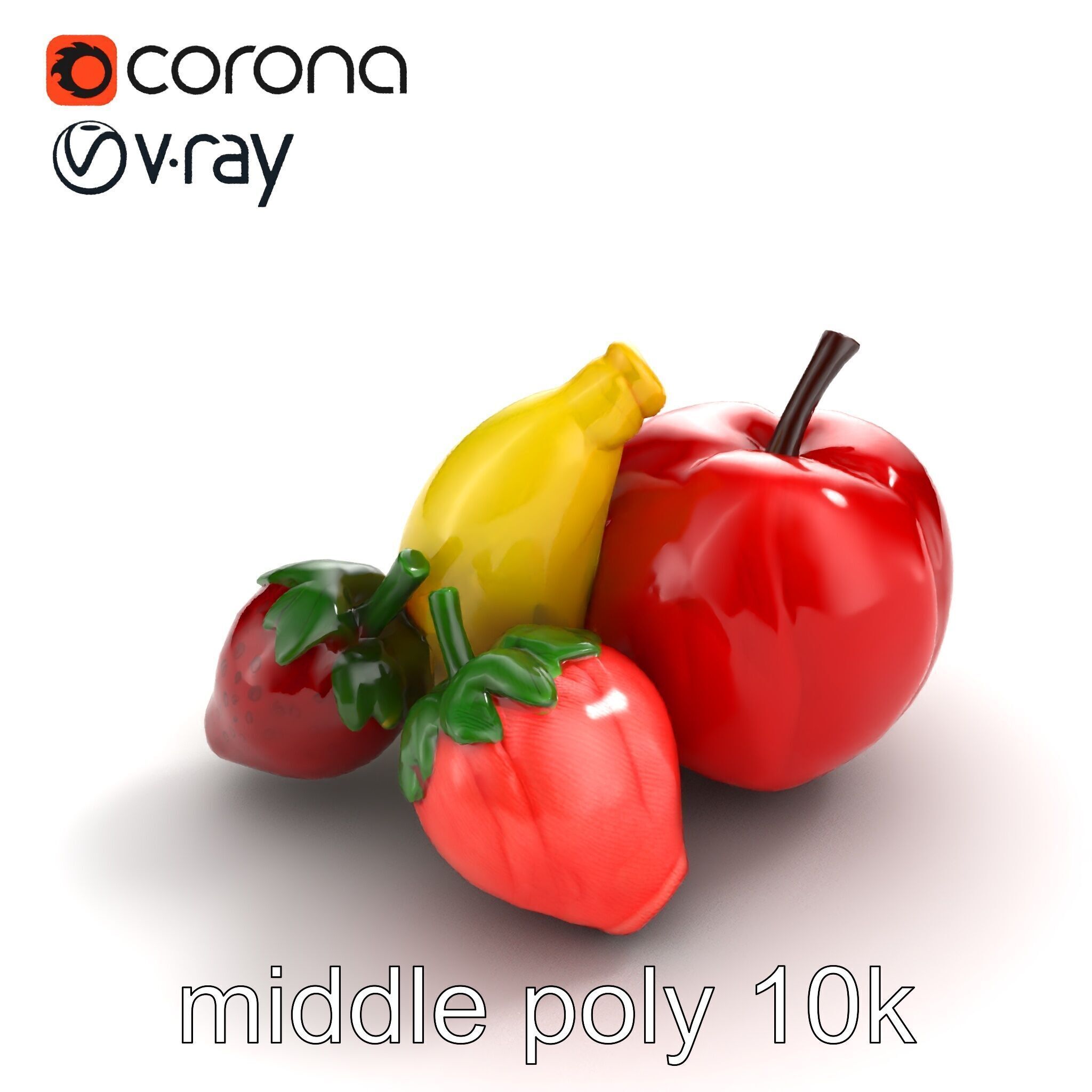 Fruit Shaped Plushie Toys Model Pack Low-poly 3D model_8