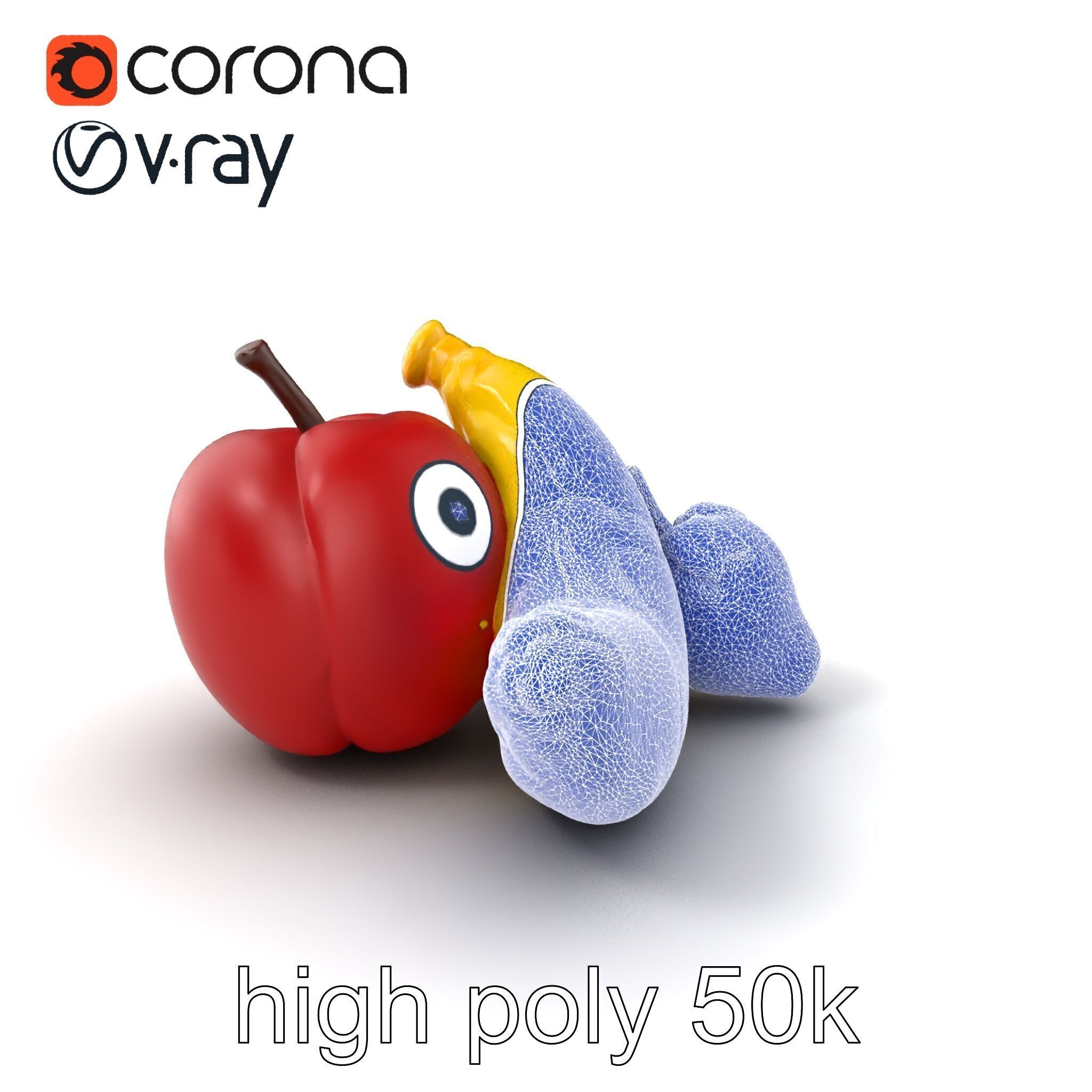 Fruit Shaped Plushie Toys Model Pack Low-poly 3D model_10