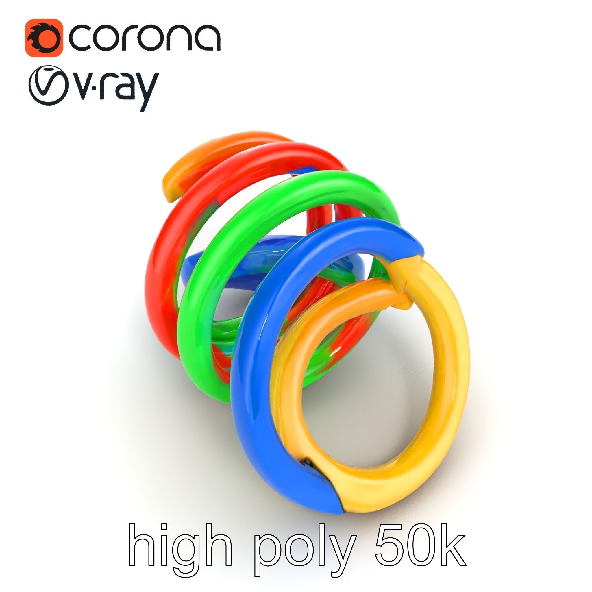 Rainbow Stackable Toy Ring Set model pack Low-poly 3D model_22