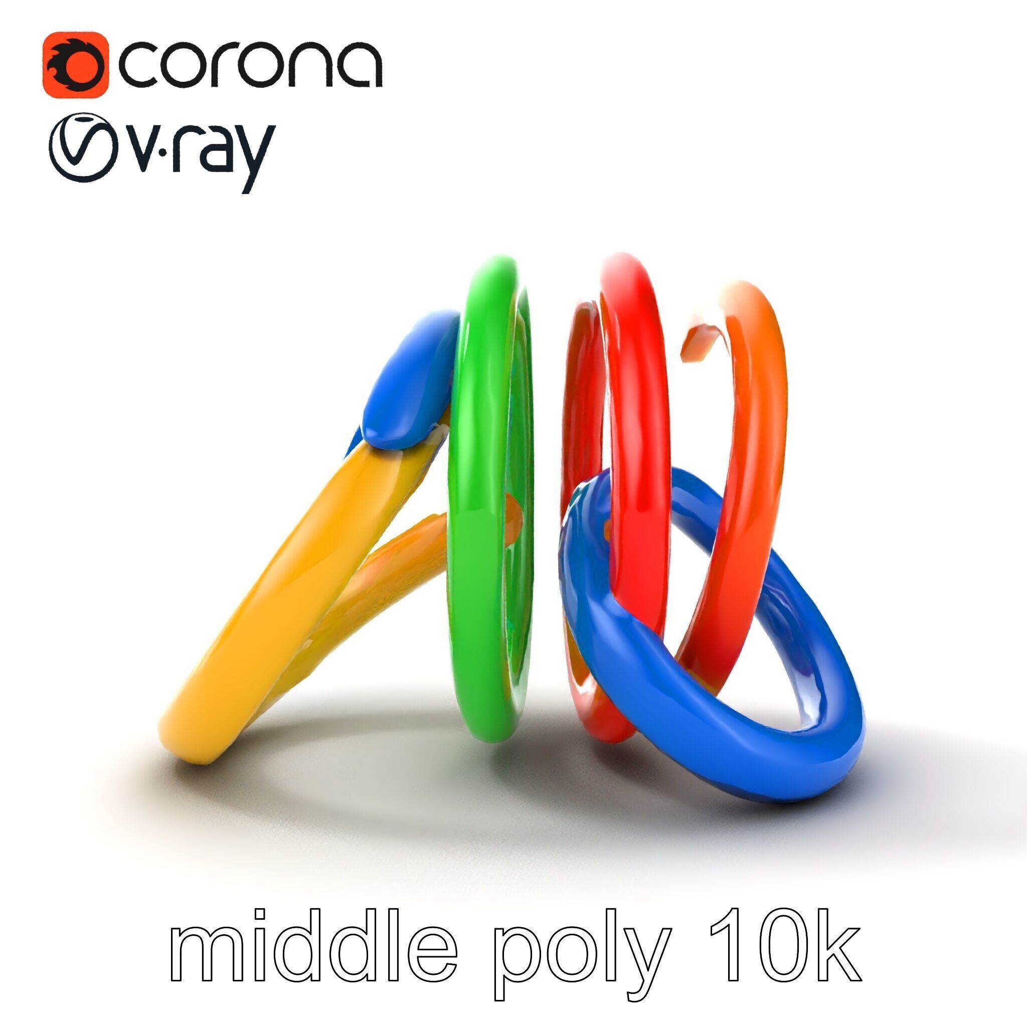 Rainbow Stackable Toy Ring Set model pack Low-poly 3D model_14