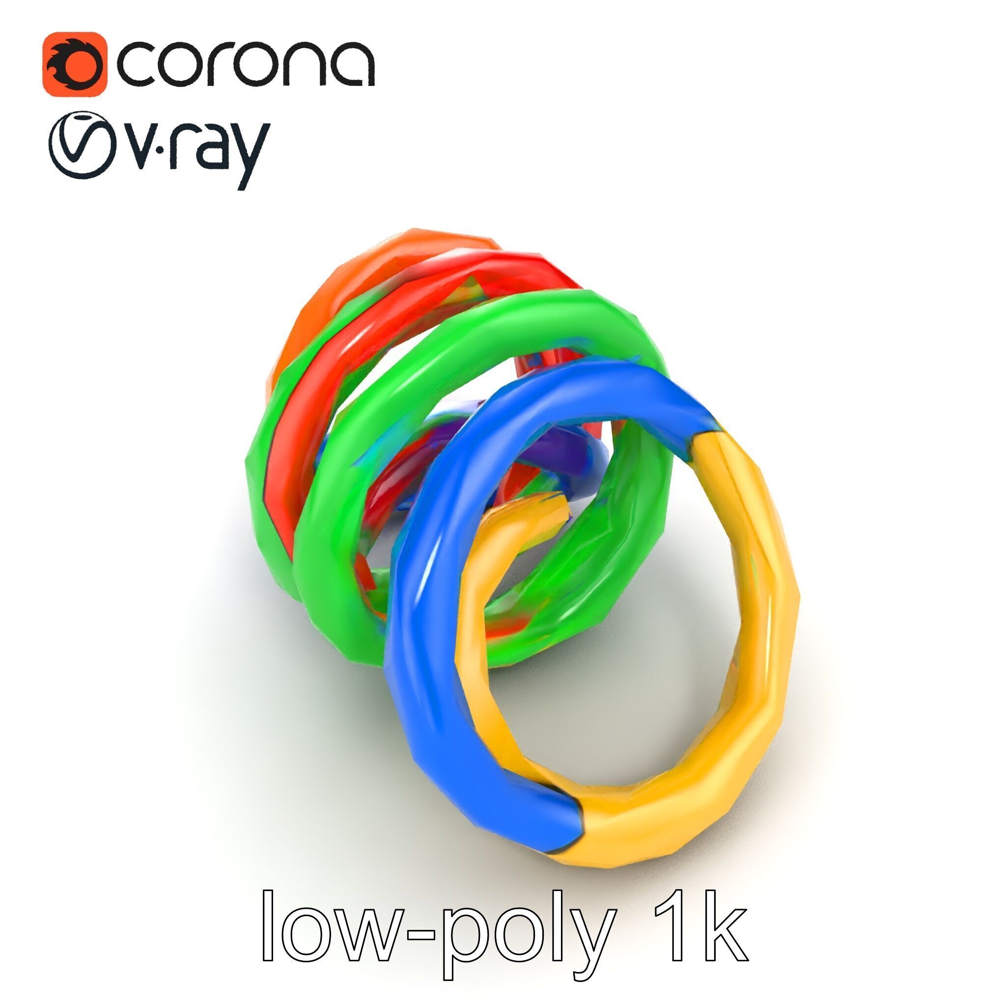 Rainbow Stackable Toy Ring Set model pack Low-poly 3D model_11