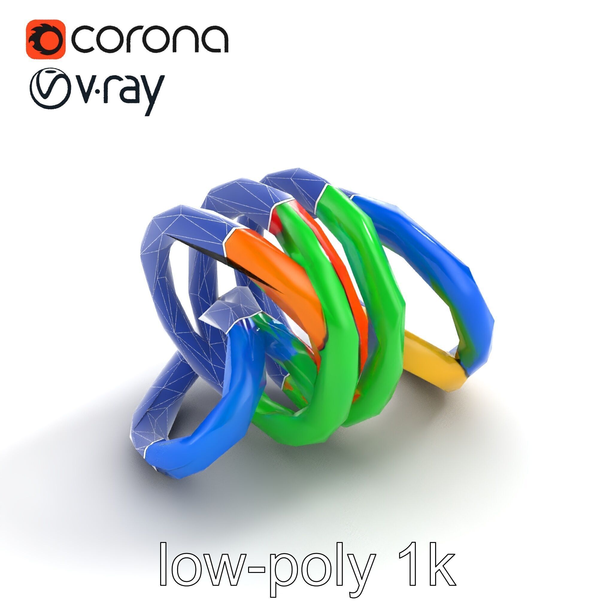 Rainbow Stackable Toy Ring Set model pack Low-poly 3D model_25