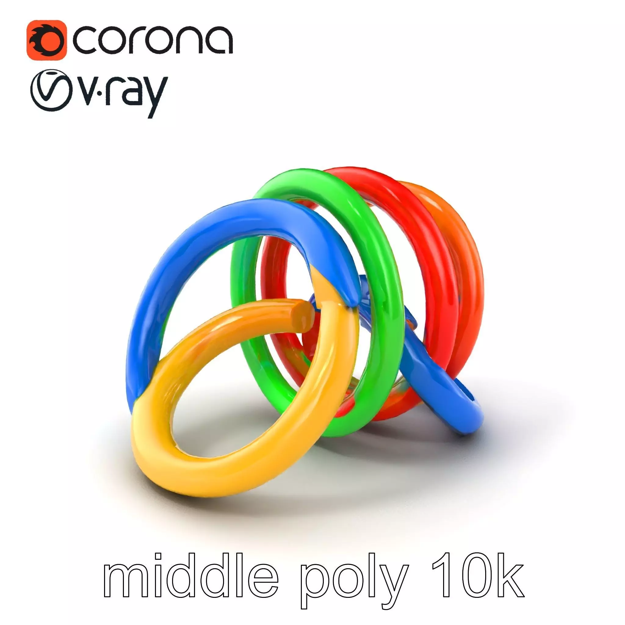 Rainbow Stackable Toy Ring Set model pack Low-poly 3D model_0