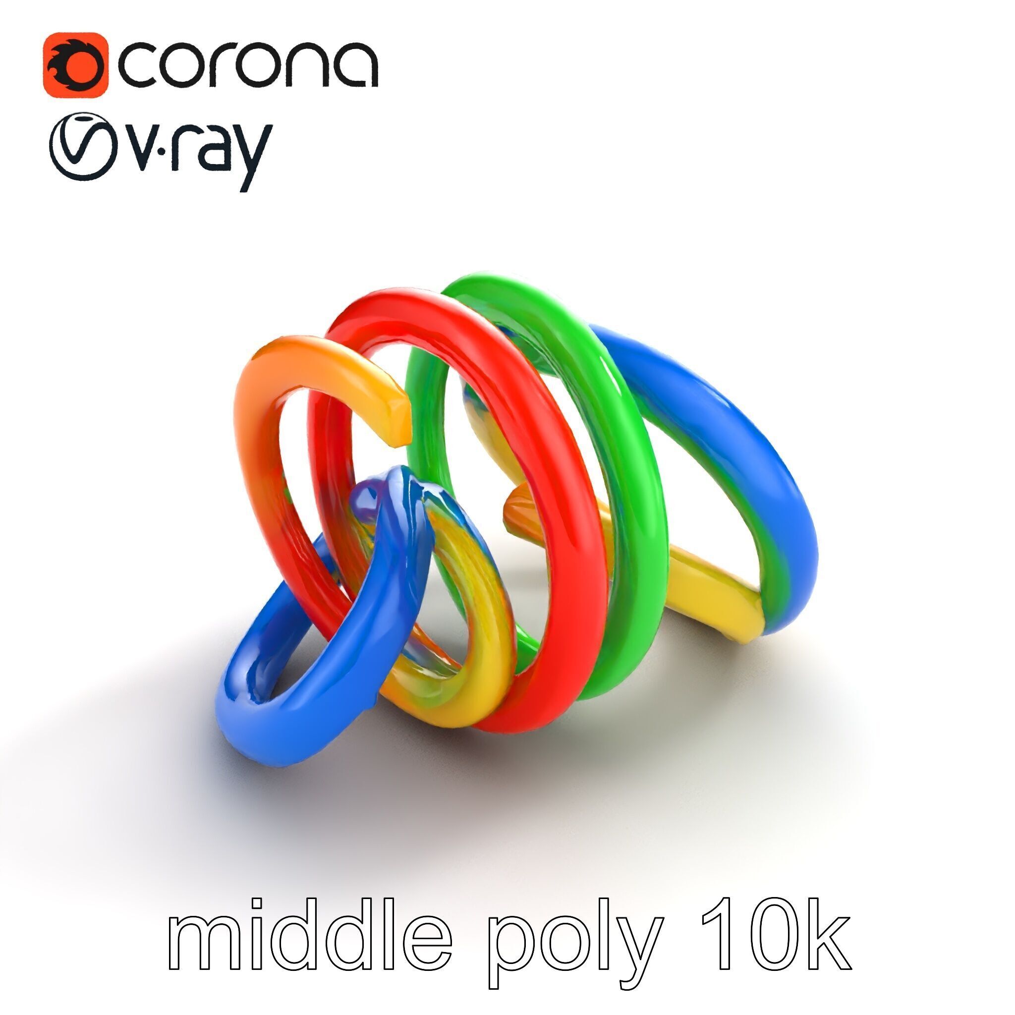 Rainbow Stackable Toy Ring Set model pack Low-poly 3D model_8