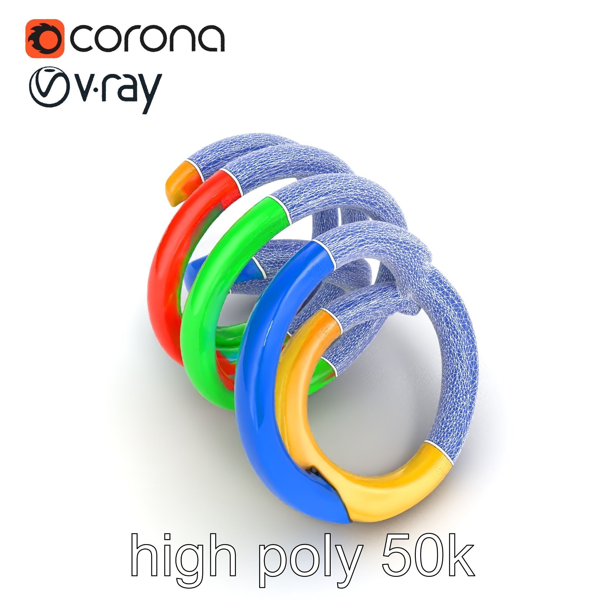 Rainbow Stackable Toy Ring Set model pack Low-poly 3D model_26
