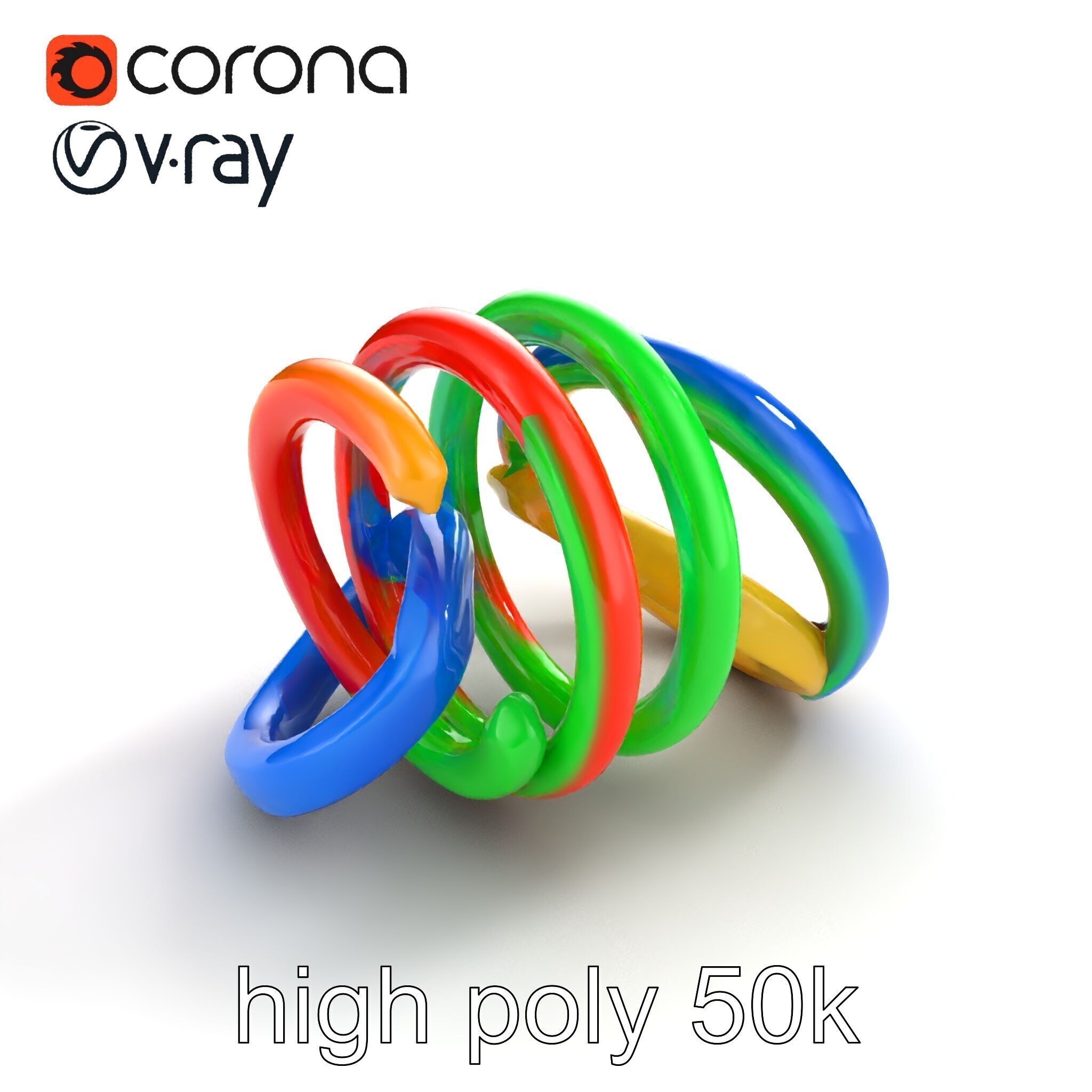 Rainbow Stackable Toy Ring Set model pack Low-poly 3D model_12