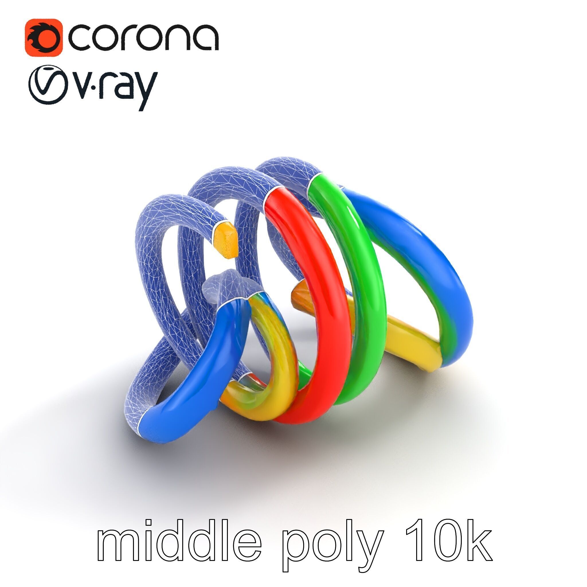 Rainbow Stackable Toy Ring Set model pack Low-poly 3D model_31