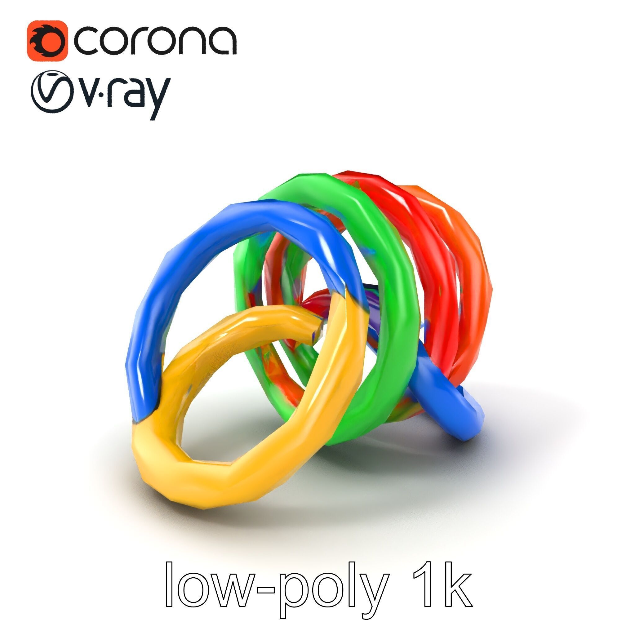 Rainbow Stackable Toy Ring Set model pack Low-poly 3D model_5