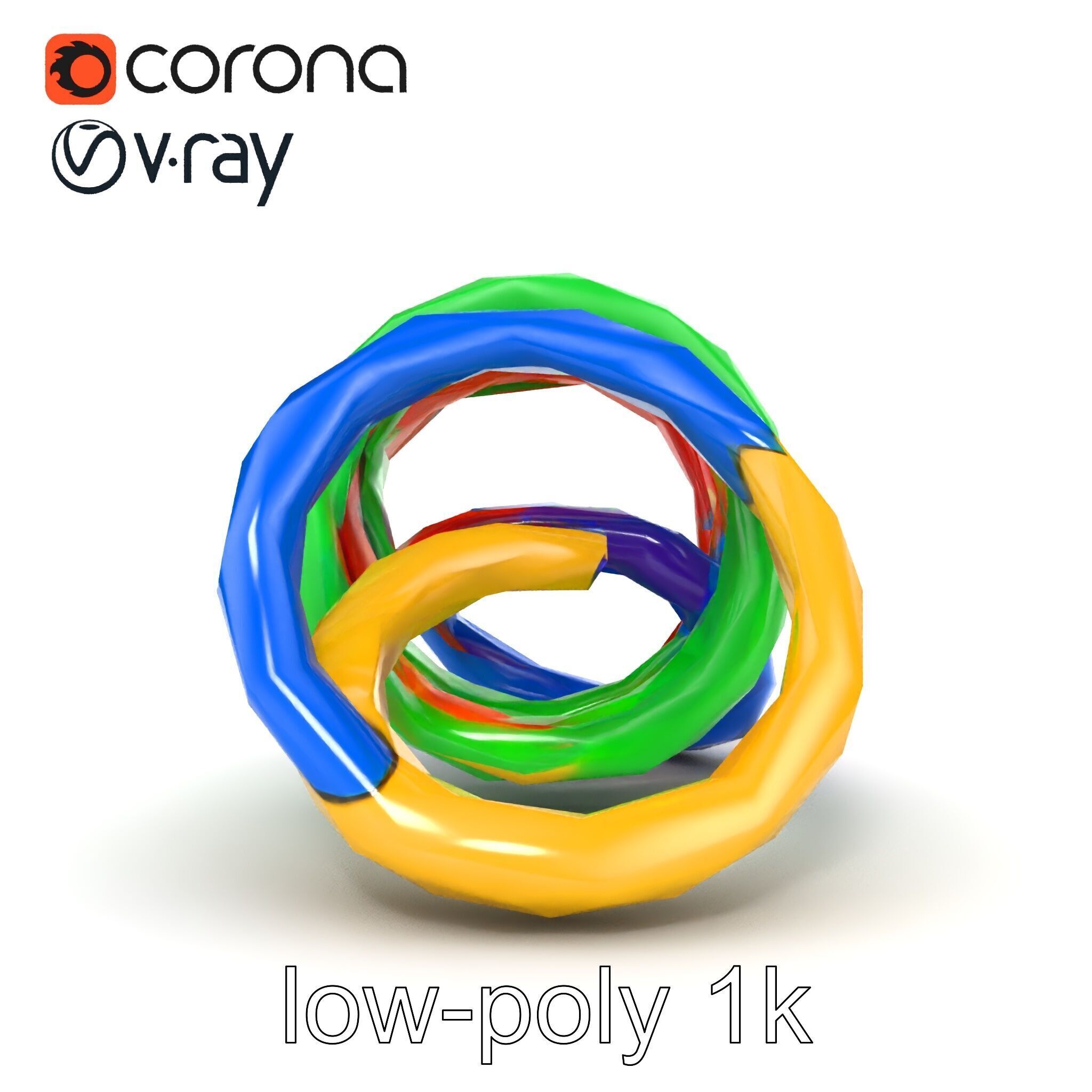 Rainbow Stackable Toy Ring Set model pack Low-poly 3D model_27