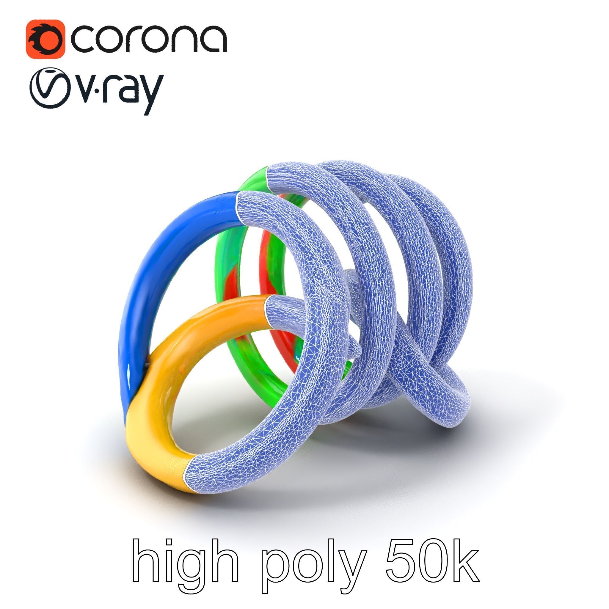 Rainbow Stackable Toy Ring Set model pack Low-poly 3D model_10