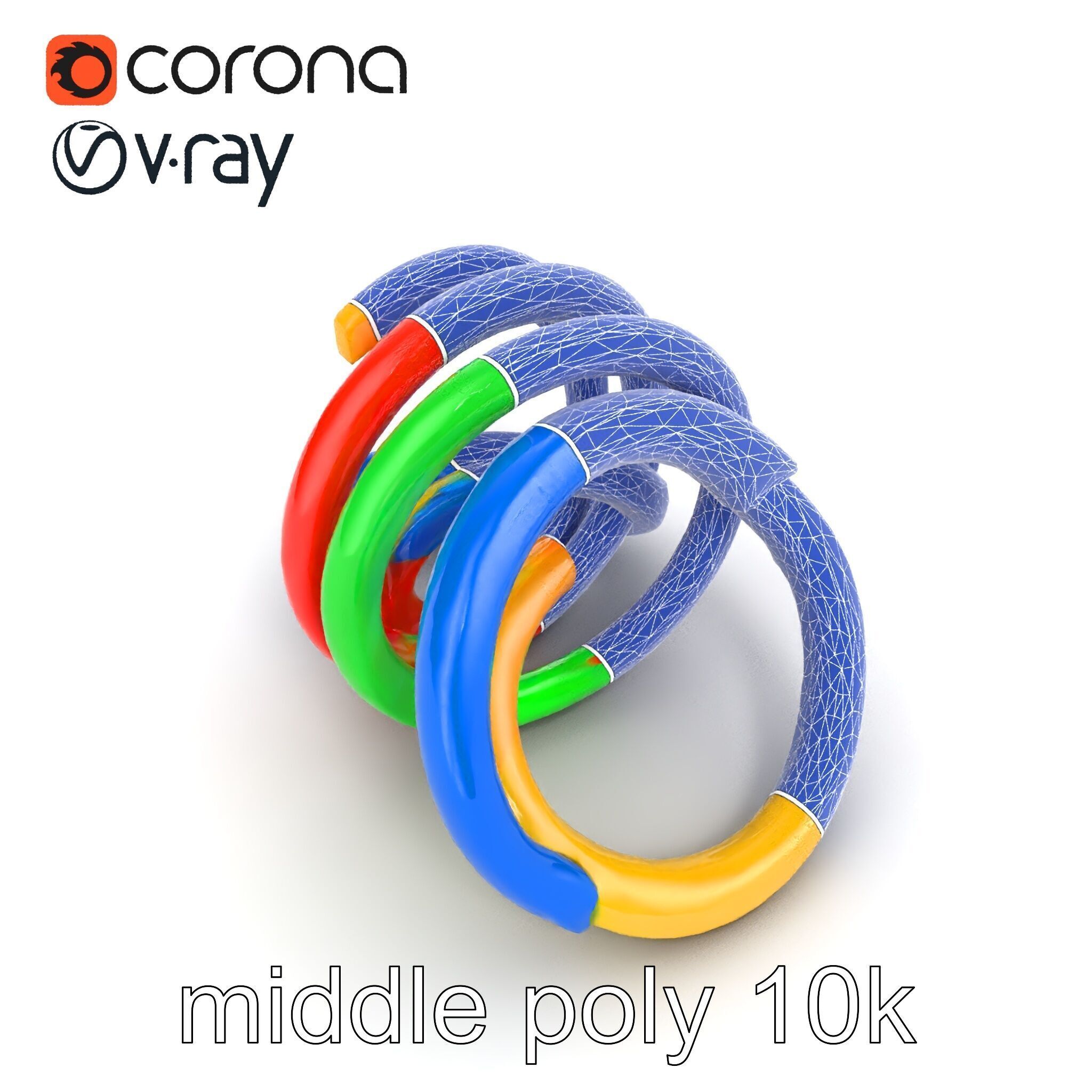 Rainbow Stackable Toy Ring Set model pack Low-poly 3D model_28
