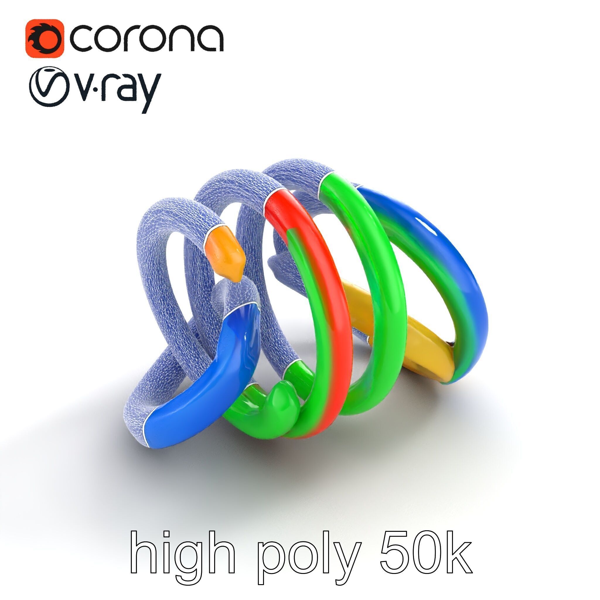 Rainbow Stackable Toy Ring Set model pack Low-poly 3D model_16