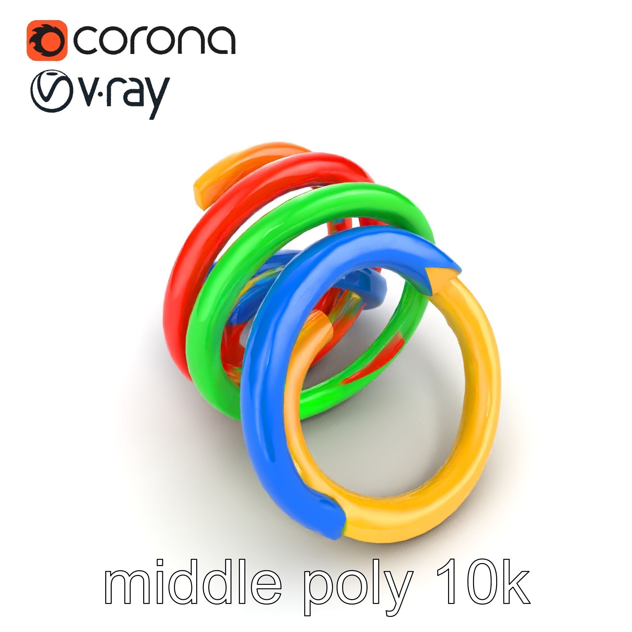 Rainbow Stackable Toy Ring Set model pack Low-poly 3D model_18