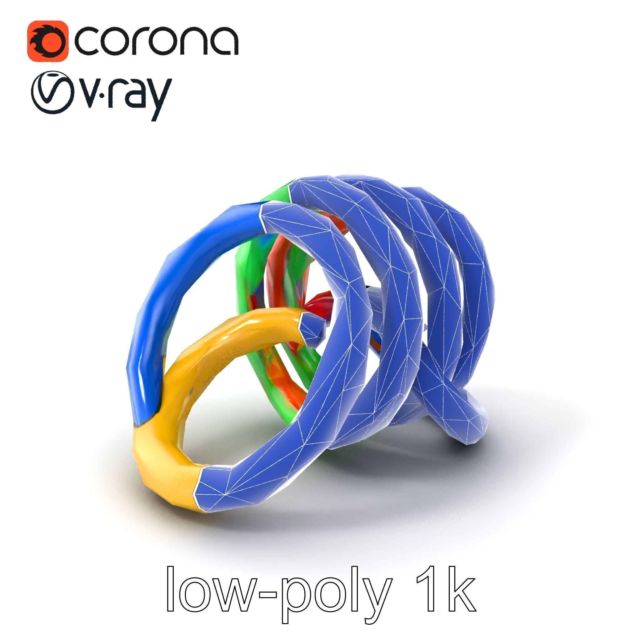 Rainbow Stackable Toy Ring Set model pack Low-poly 3D model_7