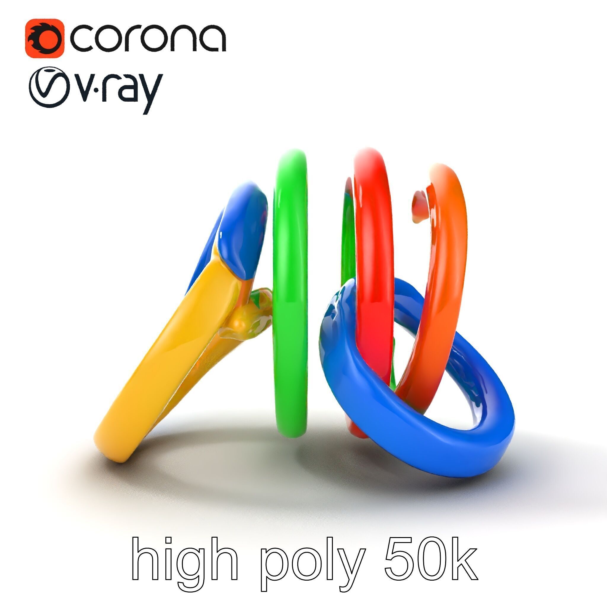 Rainbow Stackable Toy Ring Set model pack Low-poly 3D model_13