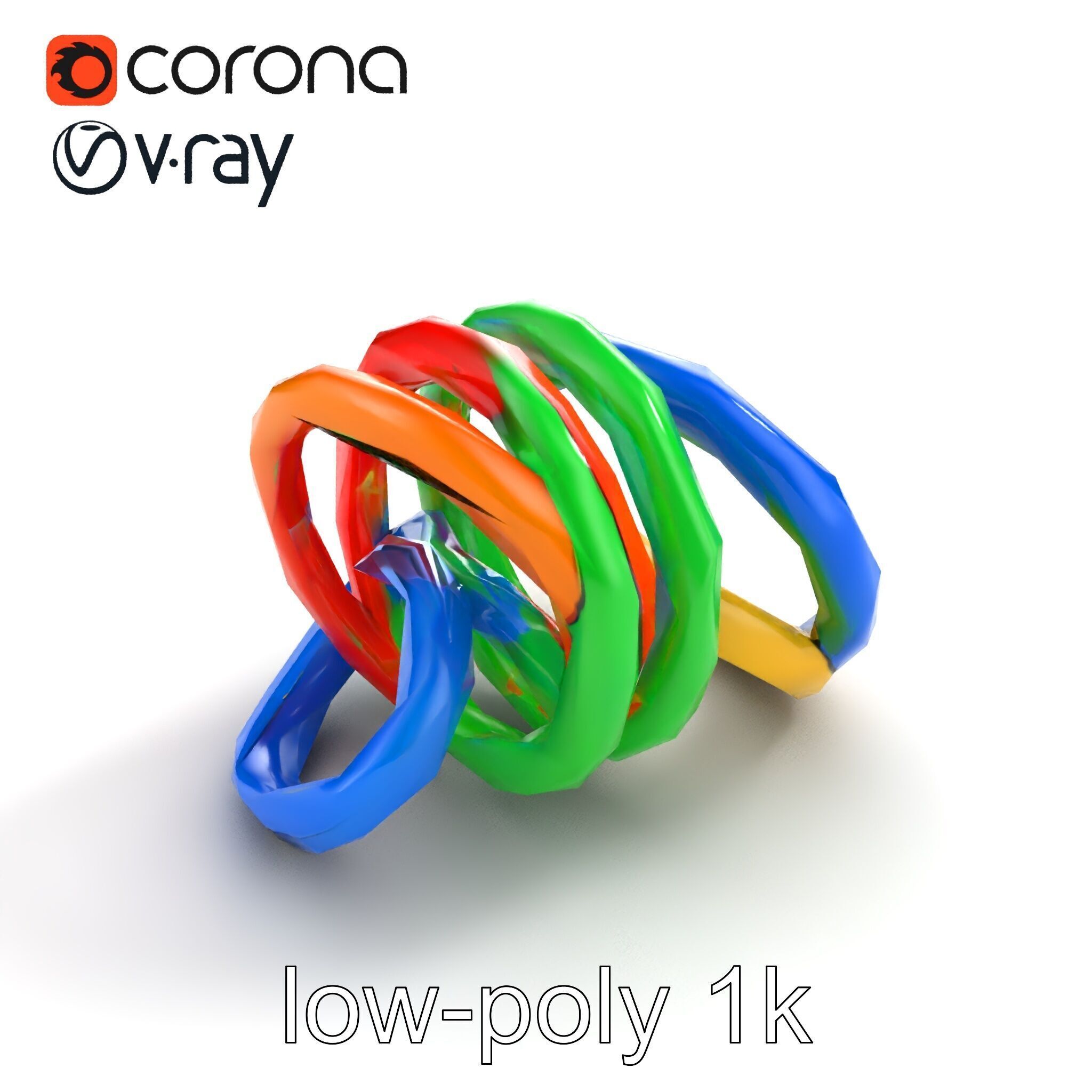 Rainbow Stackable Toy Ring Set model pack Low-poly 3D model_9