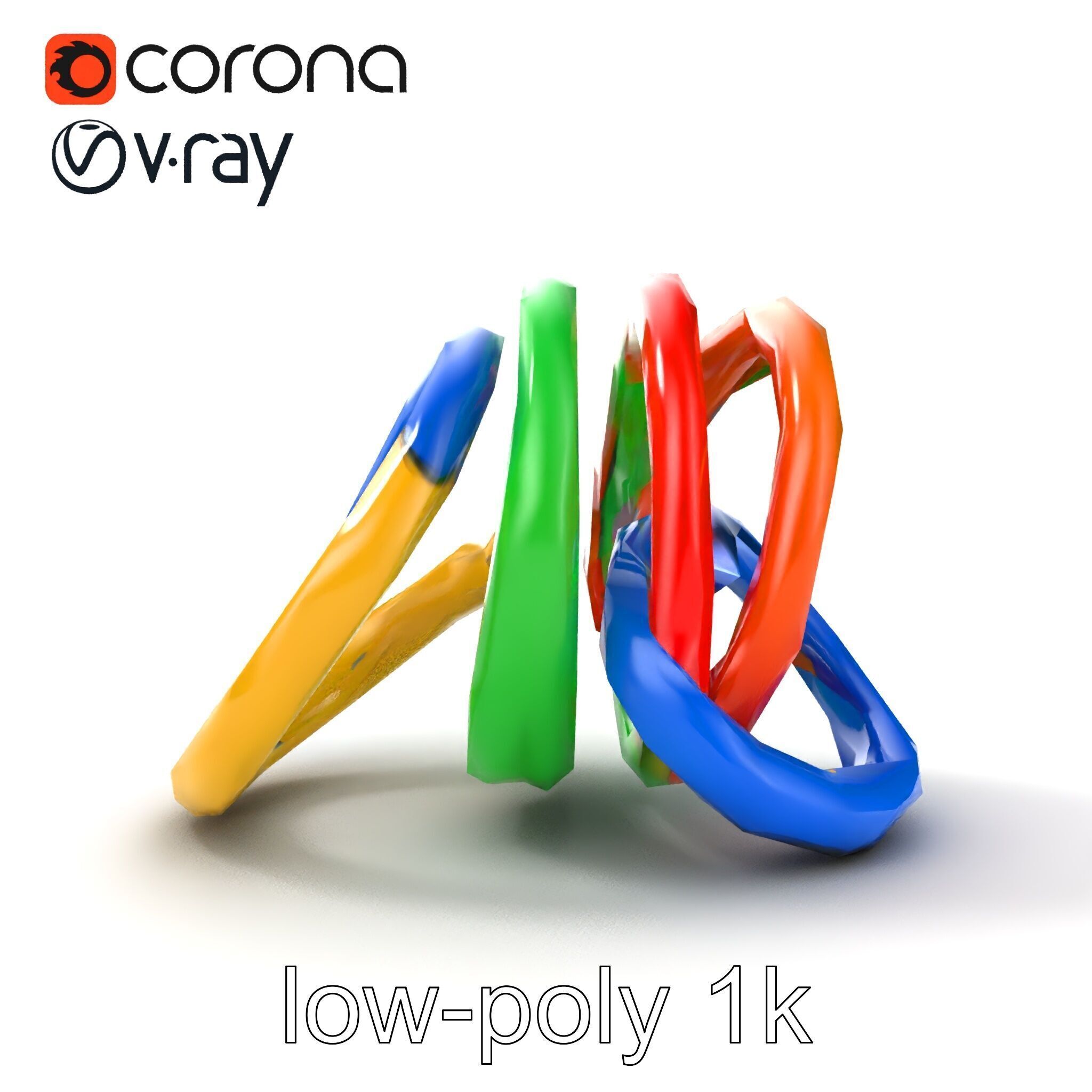 Rainbow Stackable Toy Ring Set model pack Low-poly 3D model_24