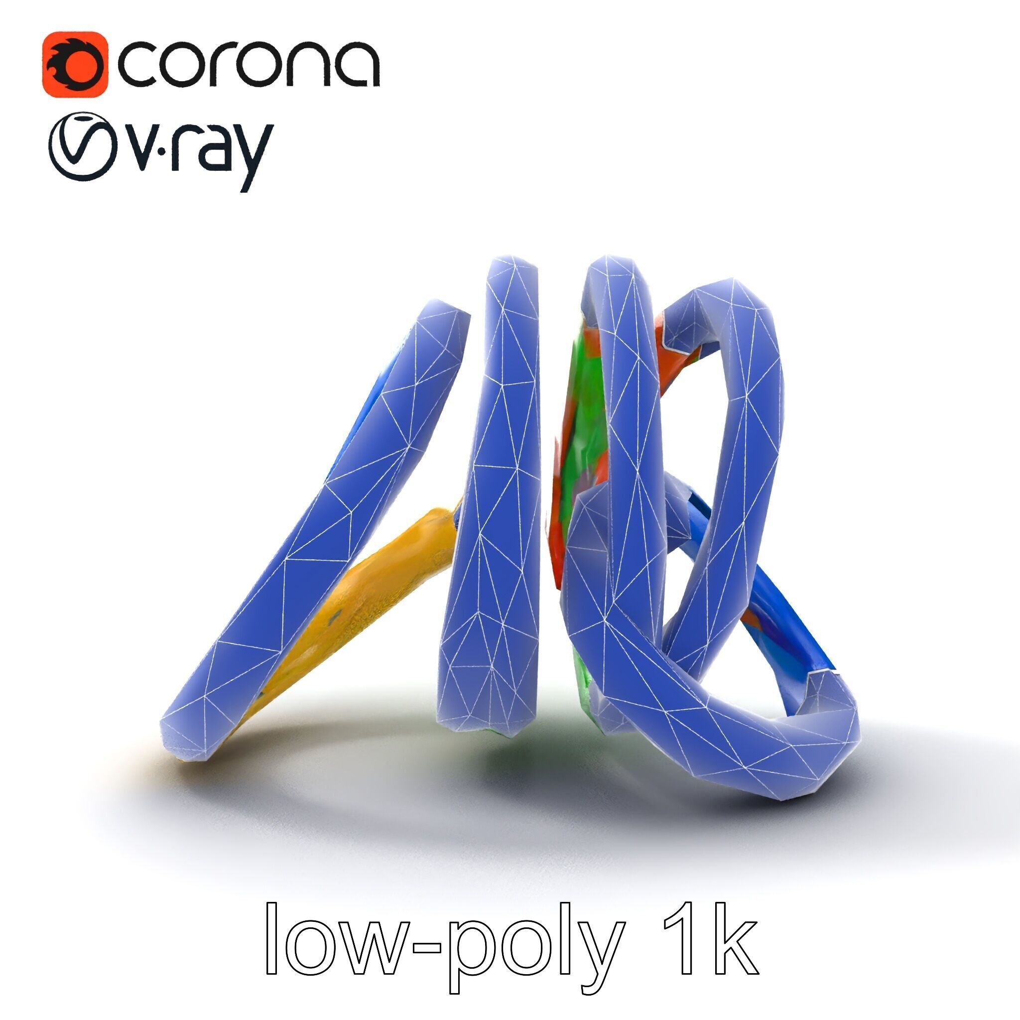 Rainbow Stackable Toy Ring Set model pack Low-poly 3D model_23